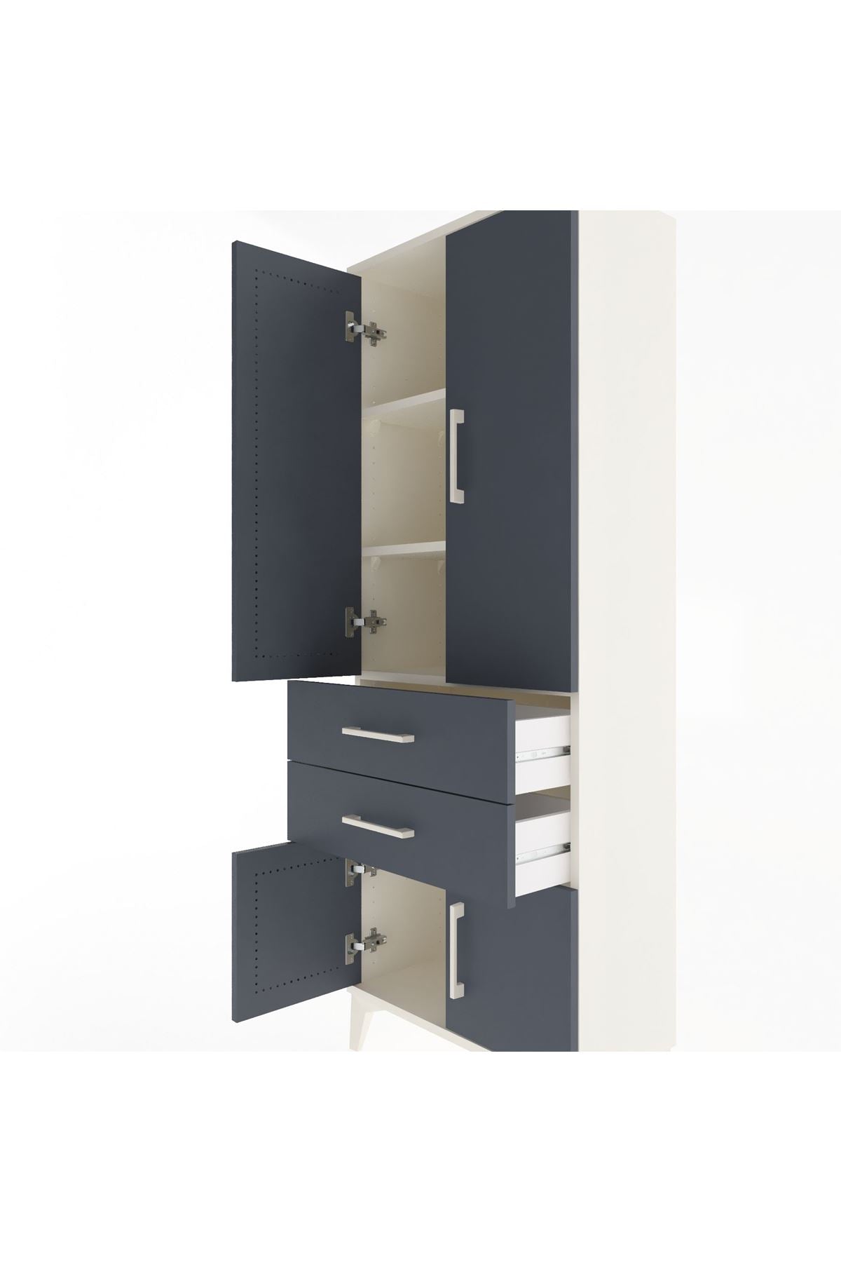 Arges Dolap 3 Raflı 2 Çekmeceli 4 Kapaklı 60x30x163 - S20M109V2A
