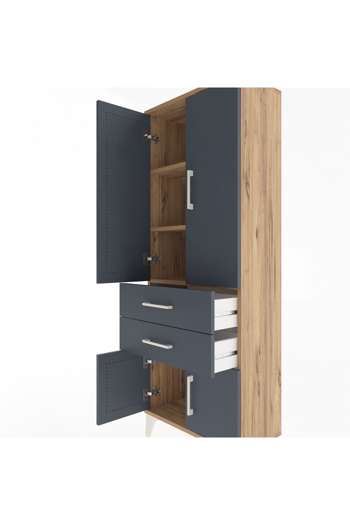 Arges Dolap 3 Raflı 2 Çekmeceli 4 Kapaklı 60x30x163 - S20M109V8A