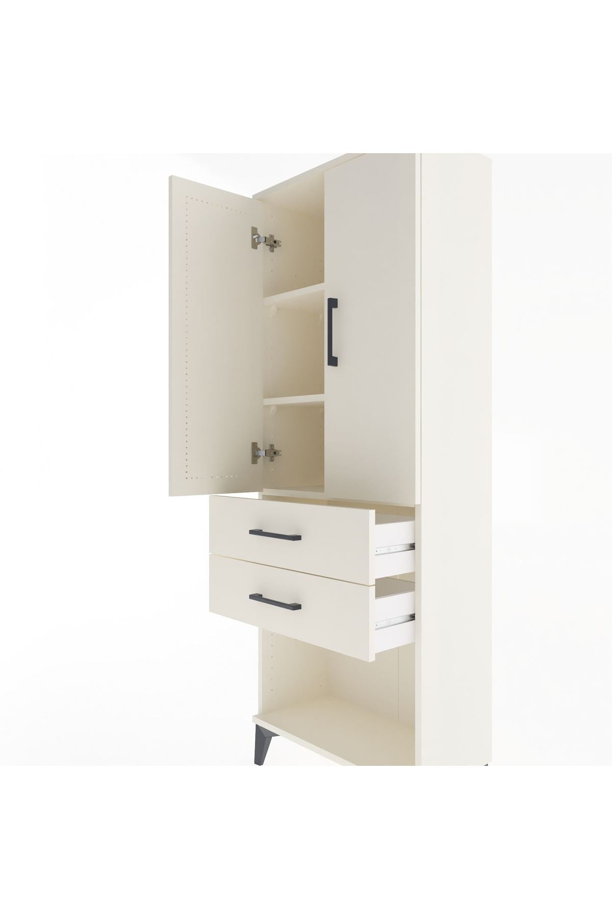 Arges Dolap 3 Raflı 2 Çekmeceli 2 Kapaklı 60x30x163 - S20M111V1A