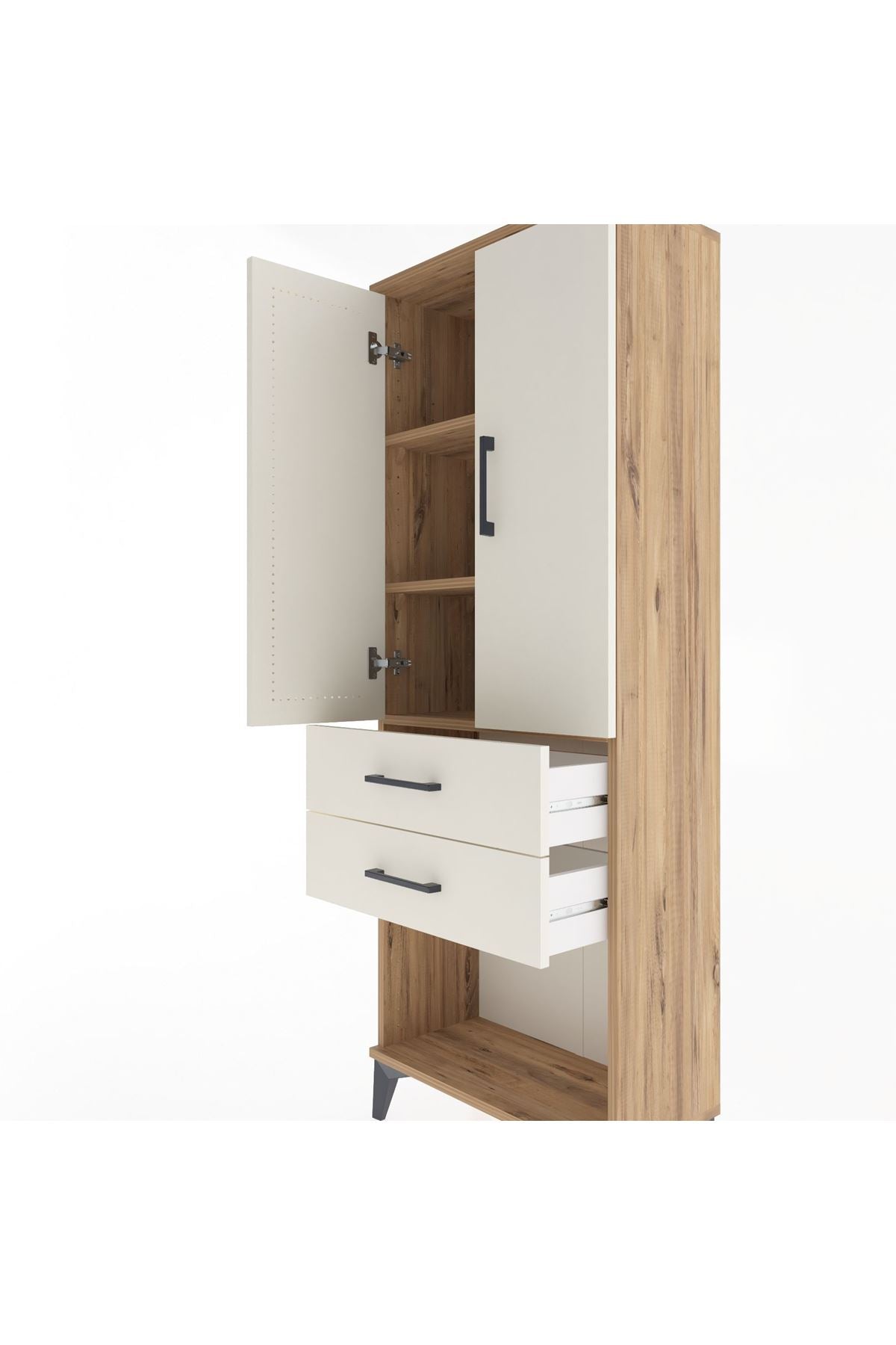 Arges Dolap 3 Raflı 2 Çekmeceli 2 Kapaklı 60x30x163 - S20M111V7A