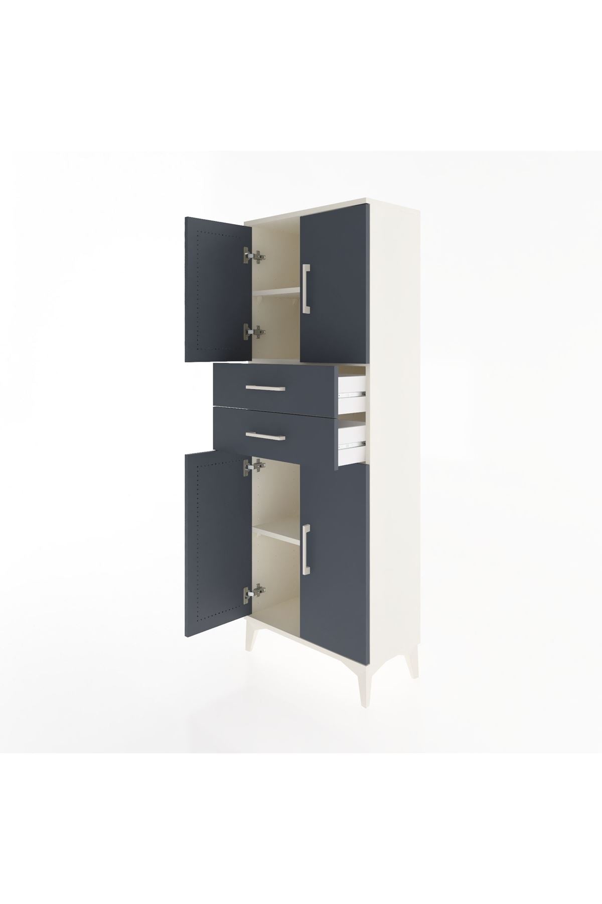 Arges Dolap 3 Raflı 2 Çekmeceli 4 Kapaklı 60x30x163 - S20M113V2A