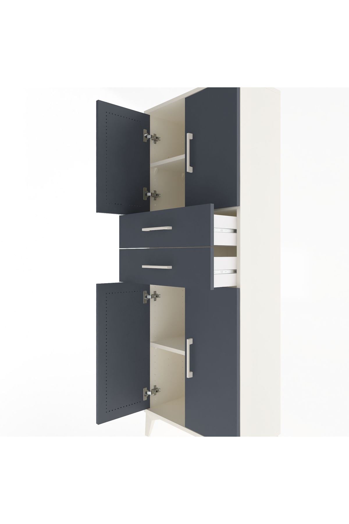 Arges Dolap 3 Raflı 2 Çekmeceli 4 Kapaklı 60x30x163 - S20M113V2A