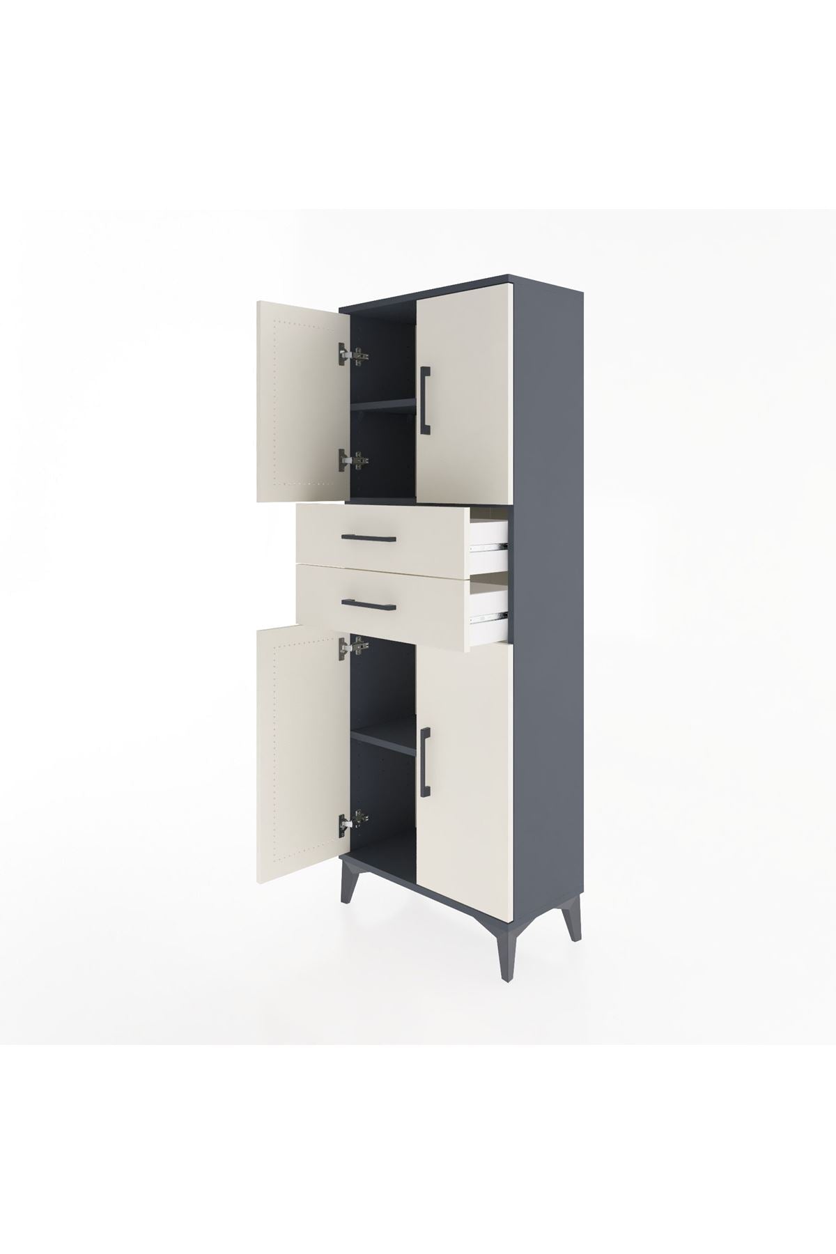 Arges Dolap 3 Raflı 2 Çekmeceli 4 Kapaklı 60x30x163 - S20M113V4A