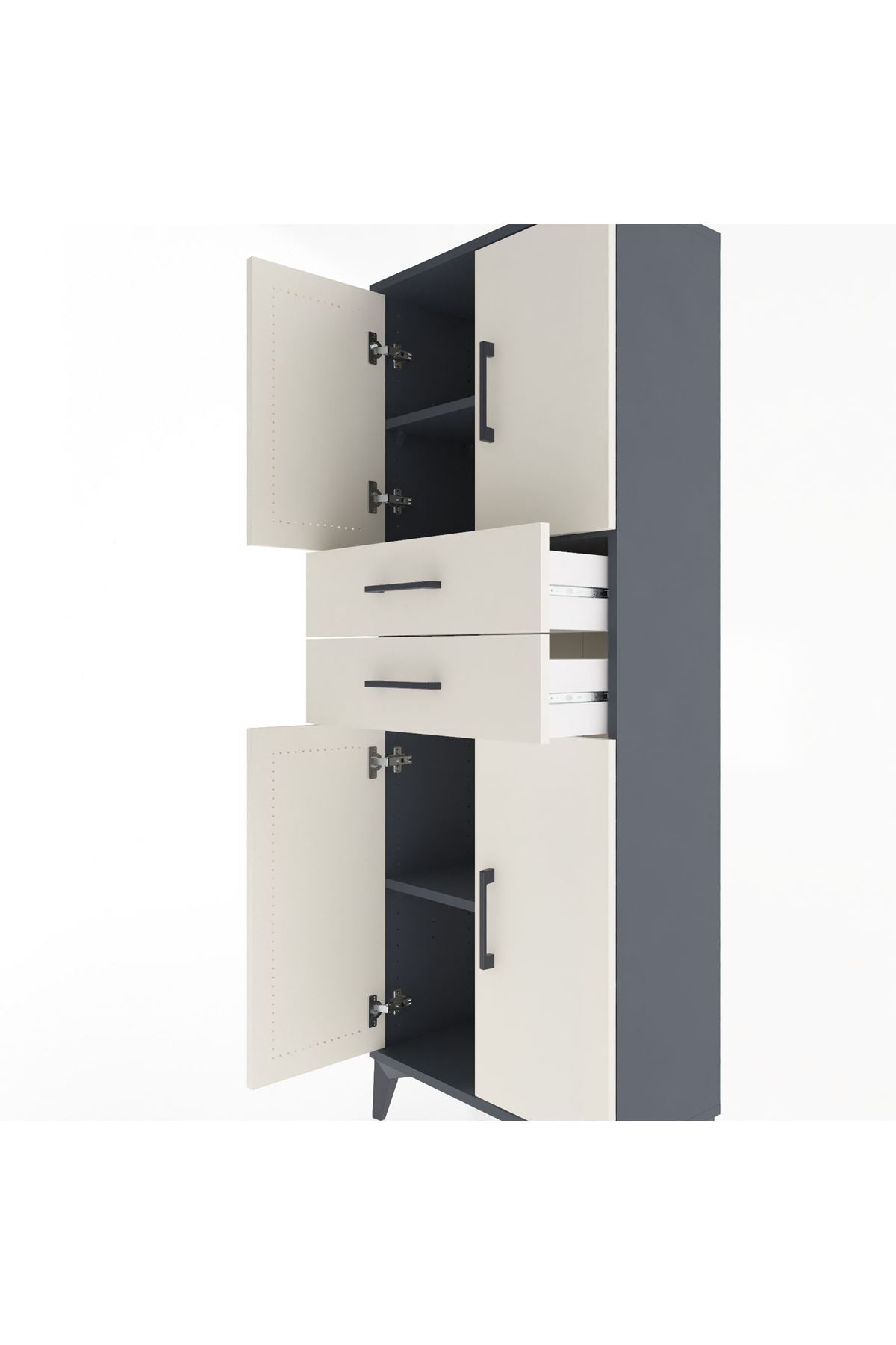 Arges Dolap 3 Raflı 2 Çekmeceli 4 Kapaklı 60x30x163 - S20M113V4A