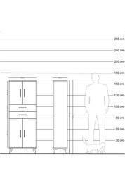 Arges Dolap 3 Raflı 2 Çekmeceli 4 Kapaklı 60x30x163 - S20M113V6A