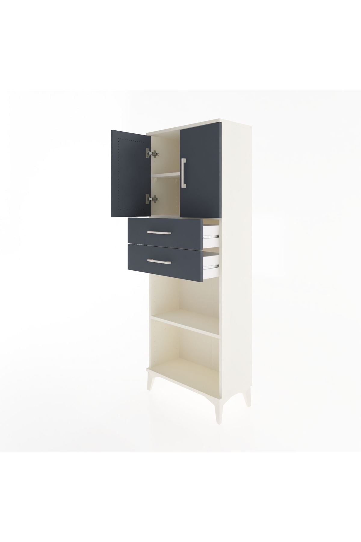 Arges Dolap 3 Raflı 2 Çekmeceli 2 Kapaklı 60x30x163 - S20M115V2A