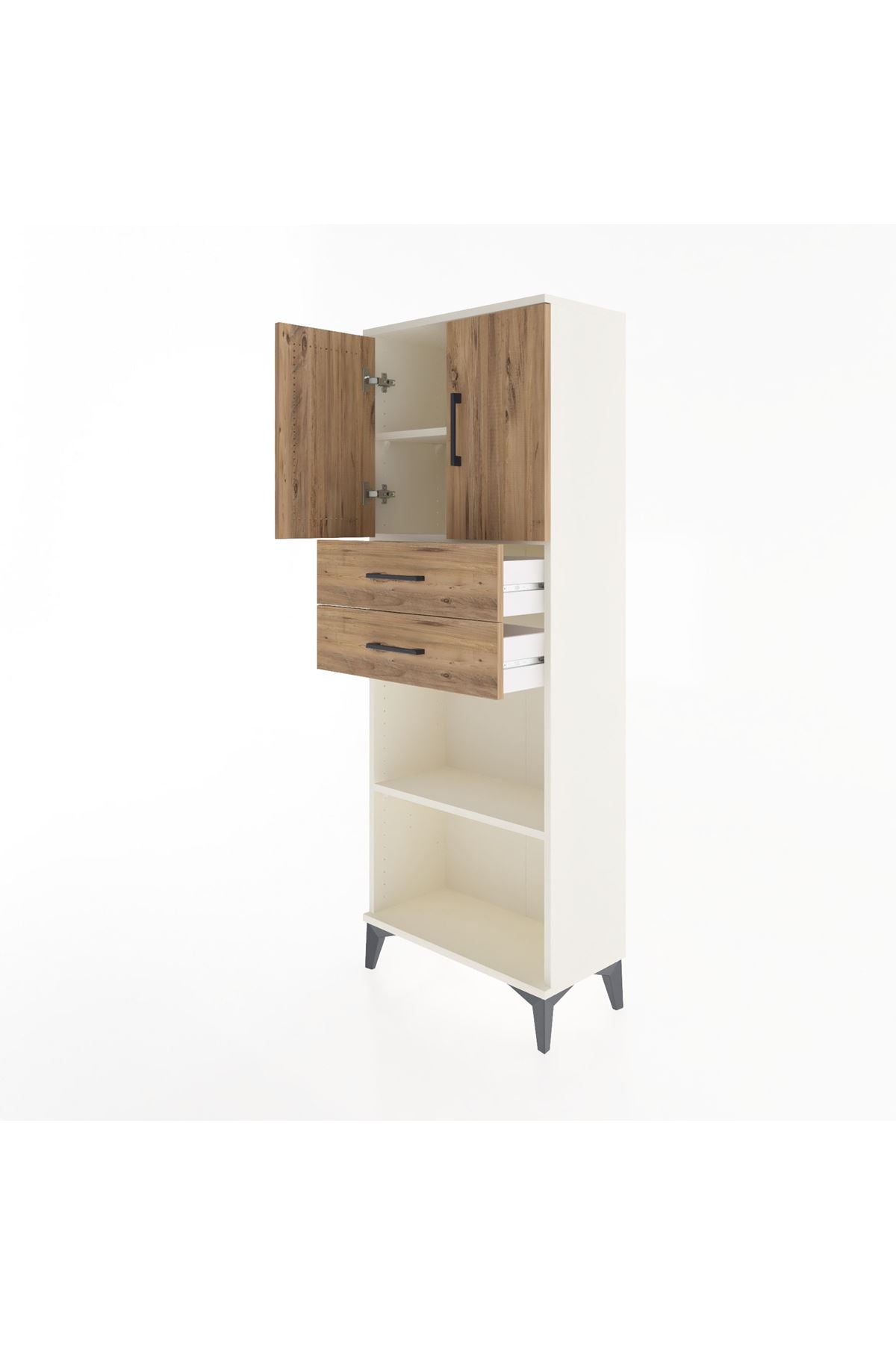 Arges Dolap 3 Raflı 2 Çekmeceli 2 Kapaklı 60x30x163 - S20M115V3A