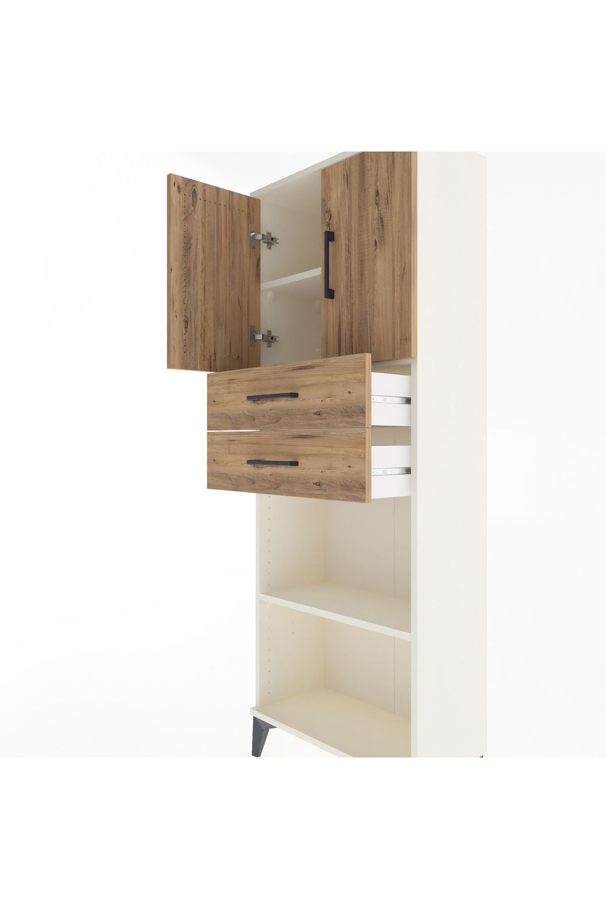 Arges Dolap 3 Raflı 2 Çekmeceli 2 Kapaklı 60x30x163 - S20M115V3A