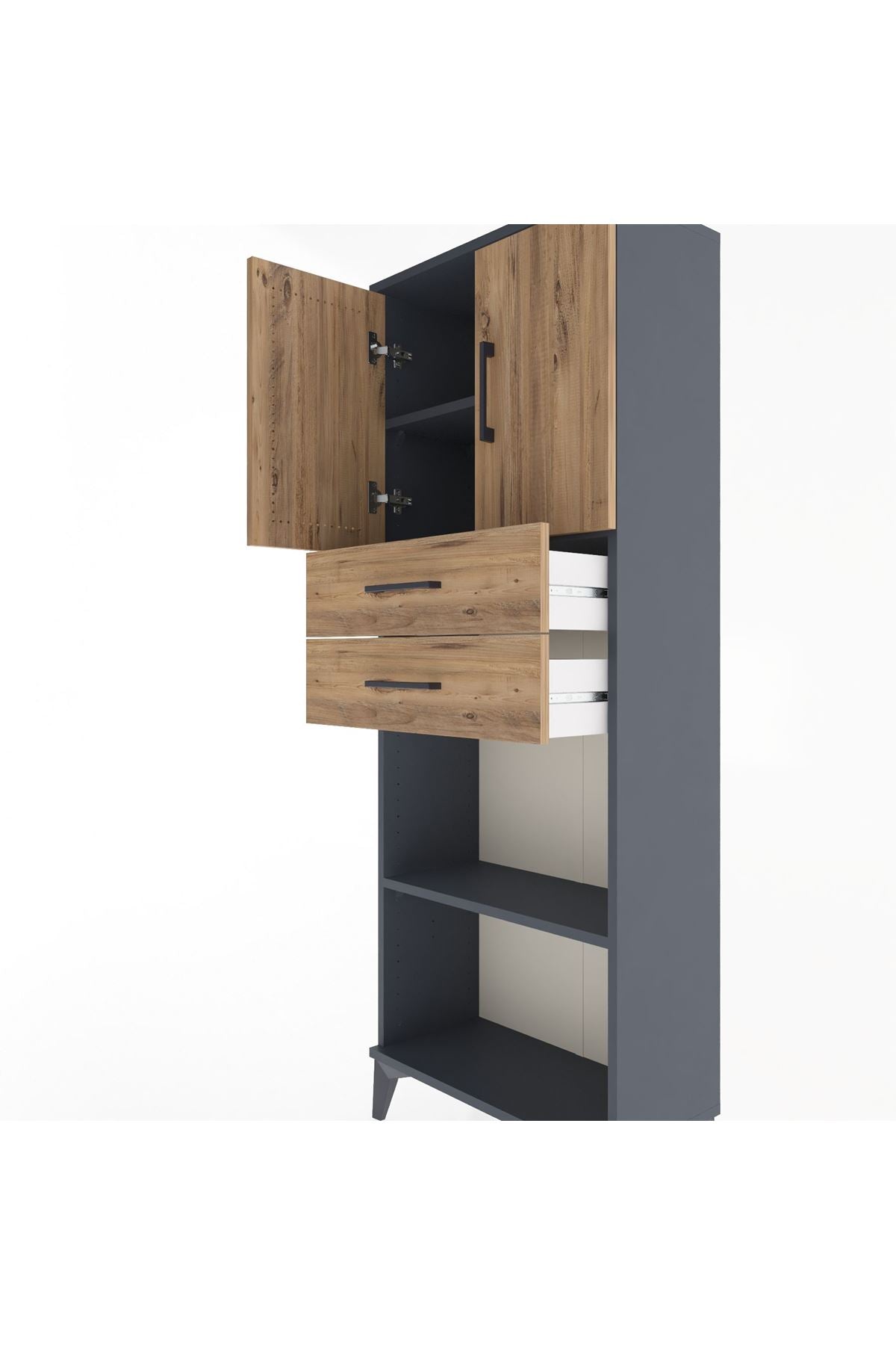 Arges Dolap 3 Raflı 2 Çekmeceli 2 Kapaklı 60x30x163 - S20M115V6A