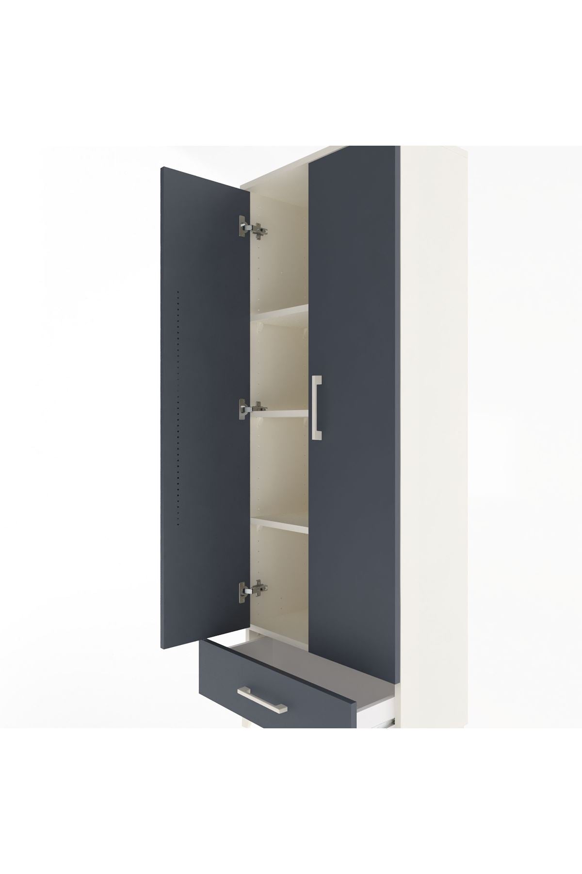 Arges Dolap 4 Raflı Tek Çekmeceli 2 Kapaklı 60x30x163 - S20M117V2A