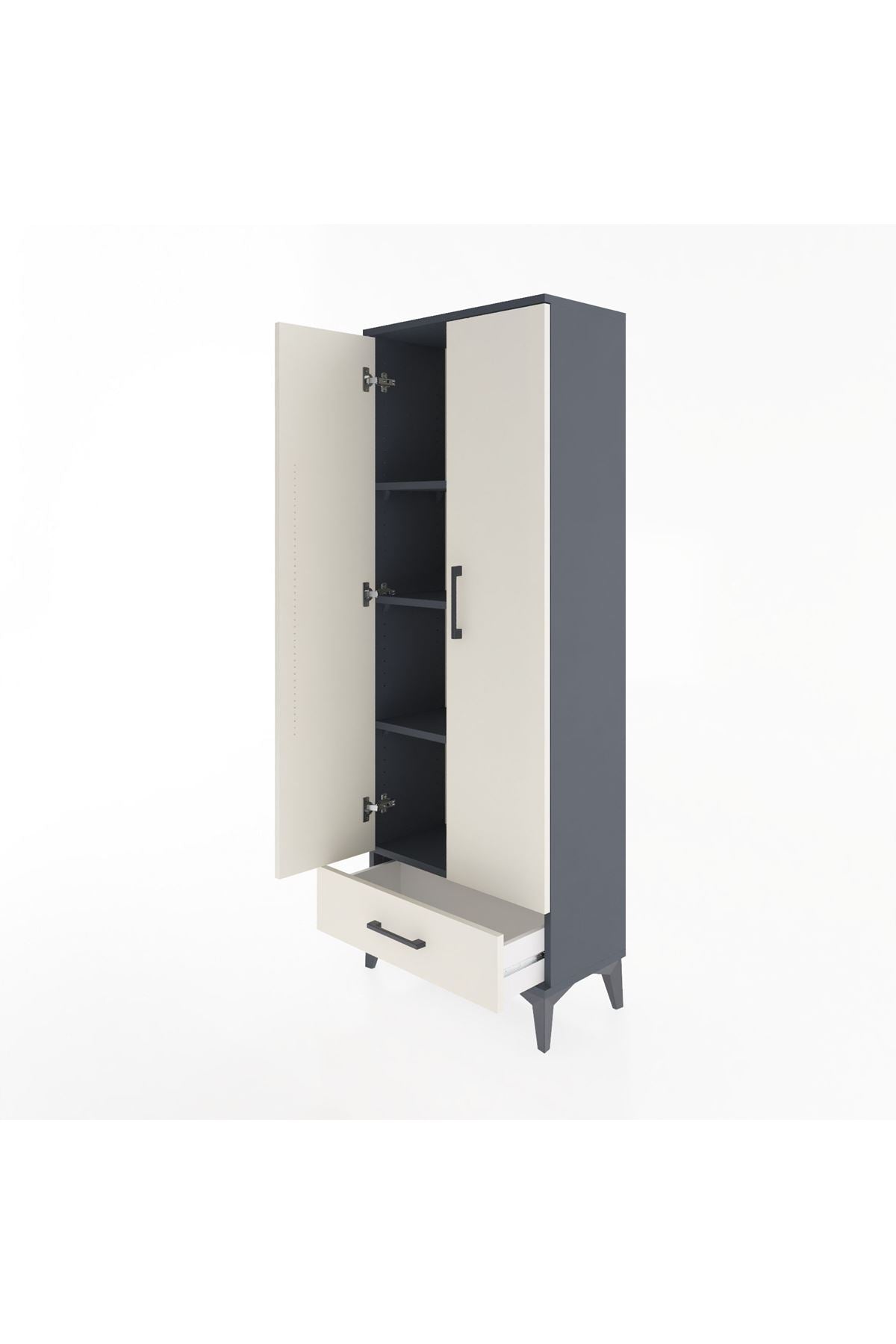 Arges Dolap 4 Raflı Tek Çekmeceli 2 Kapaklı 60x30x163 - S20M117V4A