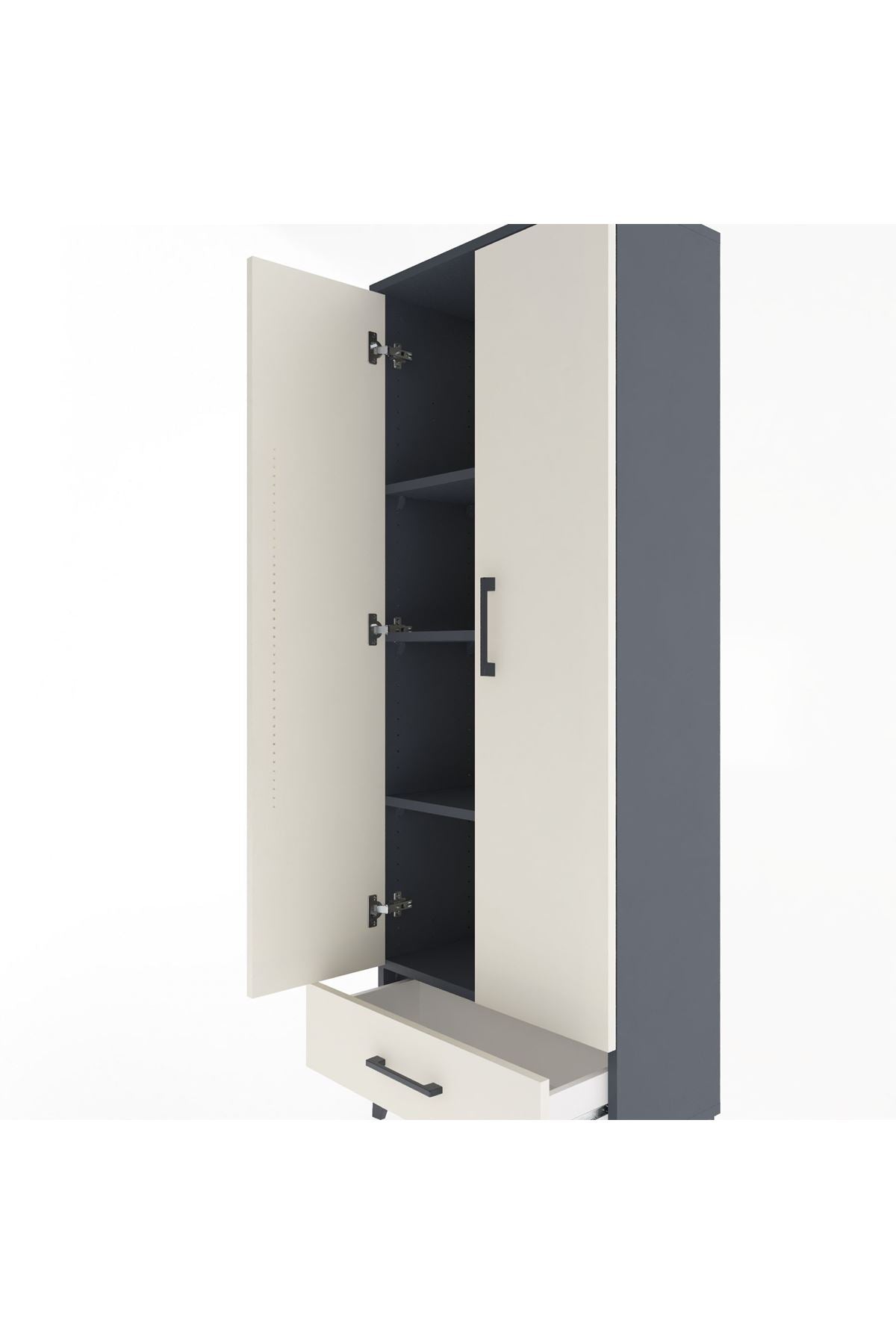 Arges Dolap 4 Raflı Tek Çekmeceli 2 Kapaklı 60x30x163 - S20M117V4A