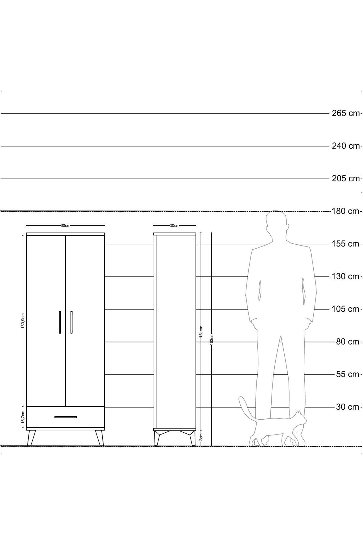 Arges Dolap 4 Raflı Tek Çekmeceli 2 Kapaklı 60x30x163 - S20M117V4A