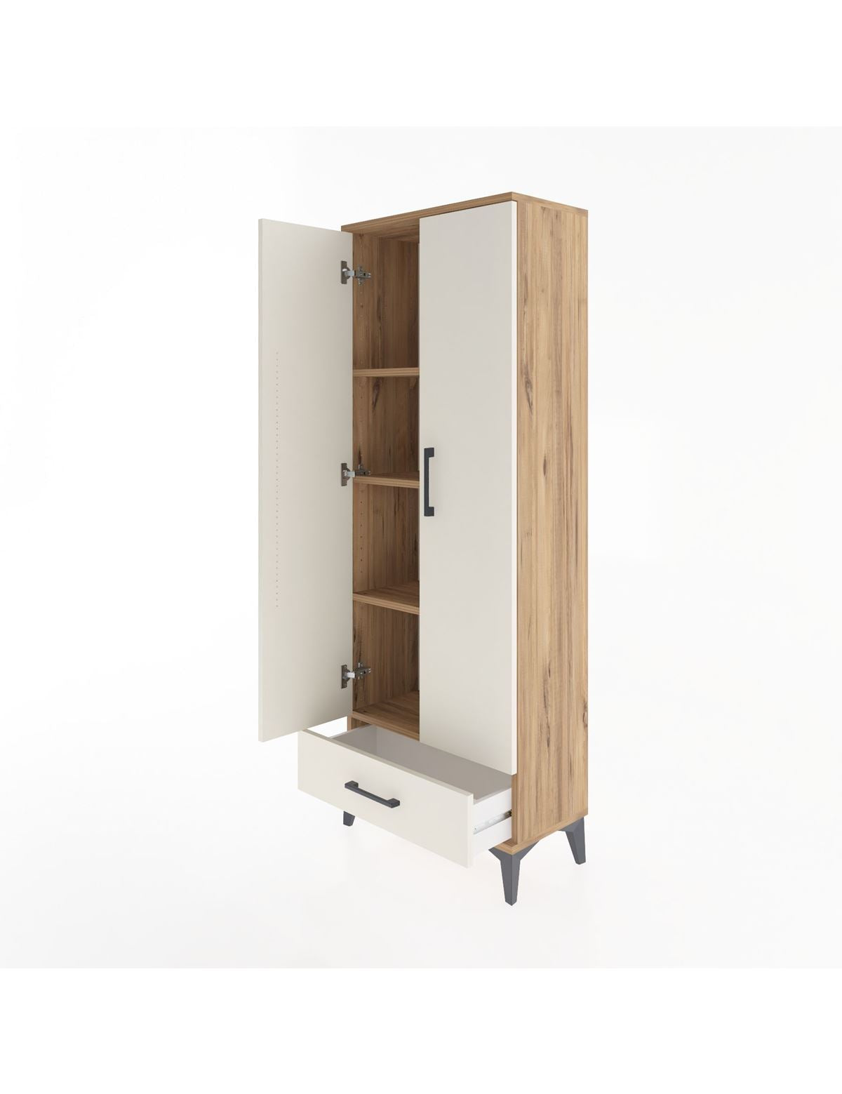 Arges Dolap 4 Raflı Tek Çekmeceli 2 Kapaklı 60x30x163 - S20M117V7A