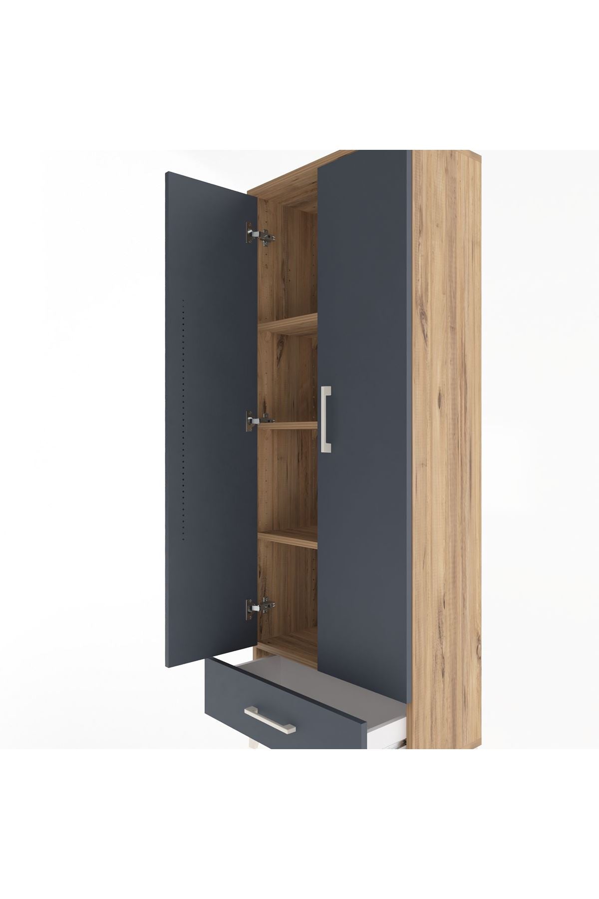 Arges Dolap 4 Raflı Tek Çekmeceli 2 Kapaklı 60x30x163 - S20M117V8A