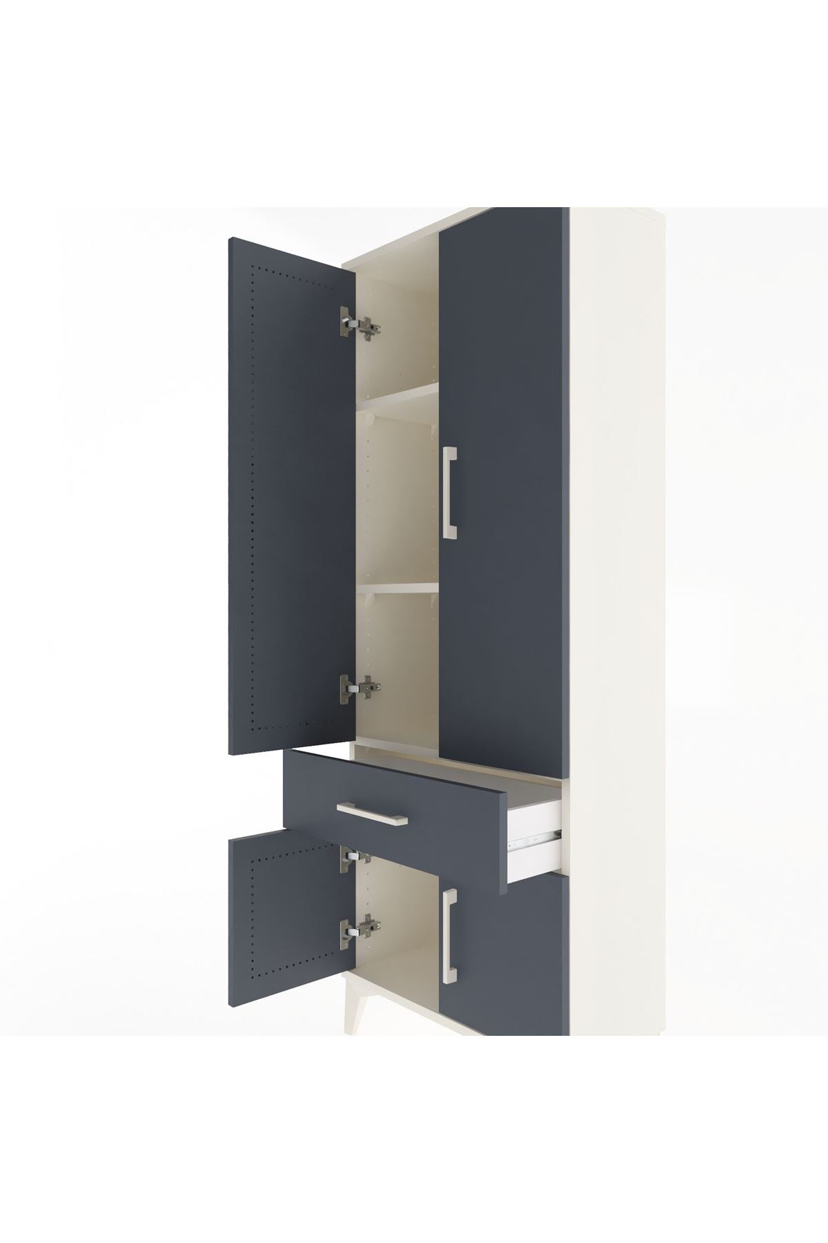 Arges Dolap 3 Raflı Tek Çekmeceli 4 Kapaklı 60x30x163 - S20M119V2A