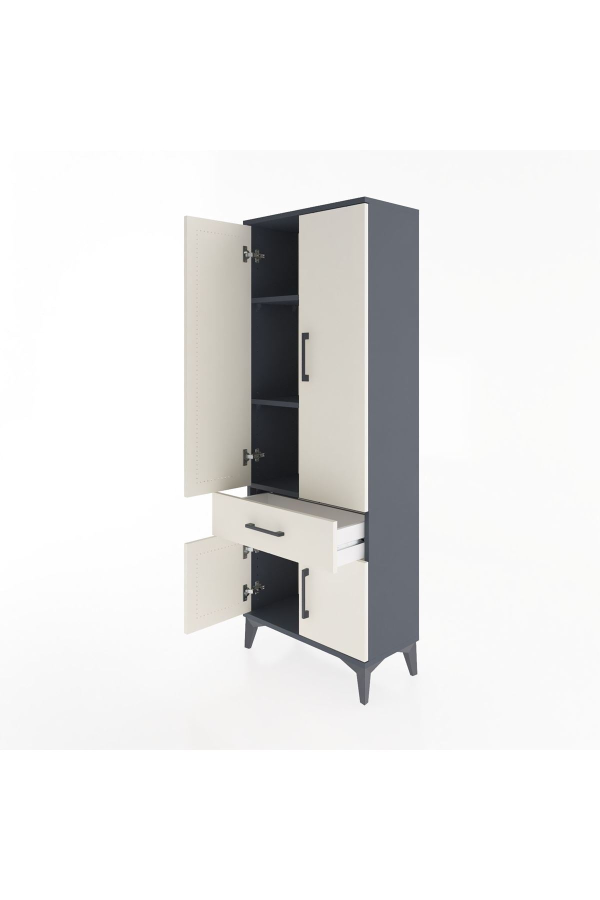 Arges Dolap 3 Raflı Tek Çekmeceli 4 Kapaklı 60x30x163 - S20M119V4A