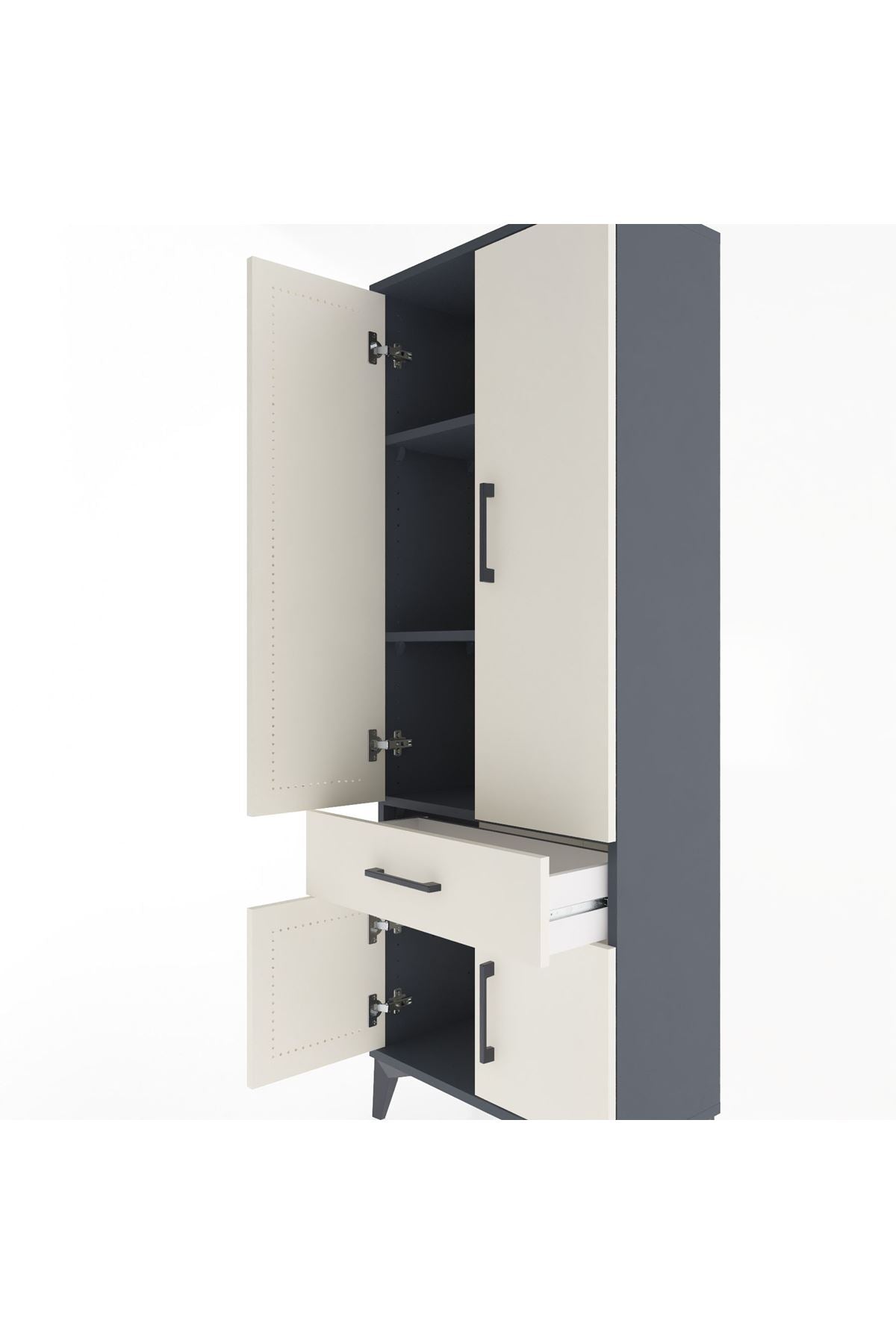 Arges Dolap 3 Raflı Tek Çekmeceli 4 Kapaklı 60x30x163 - S20M119V4A