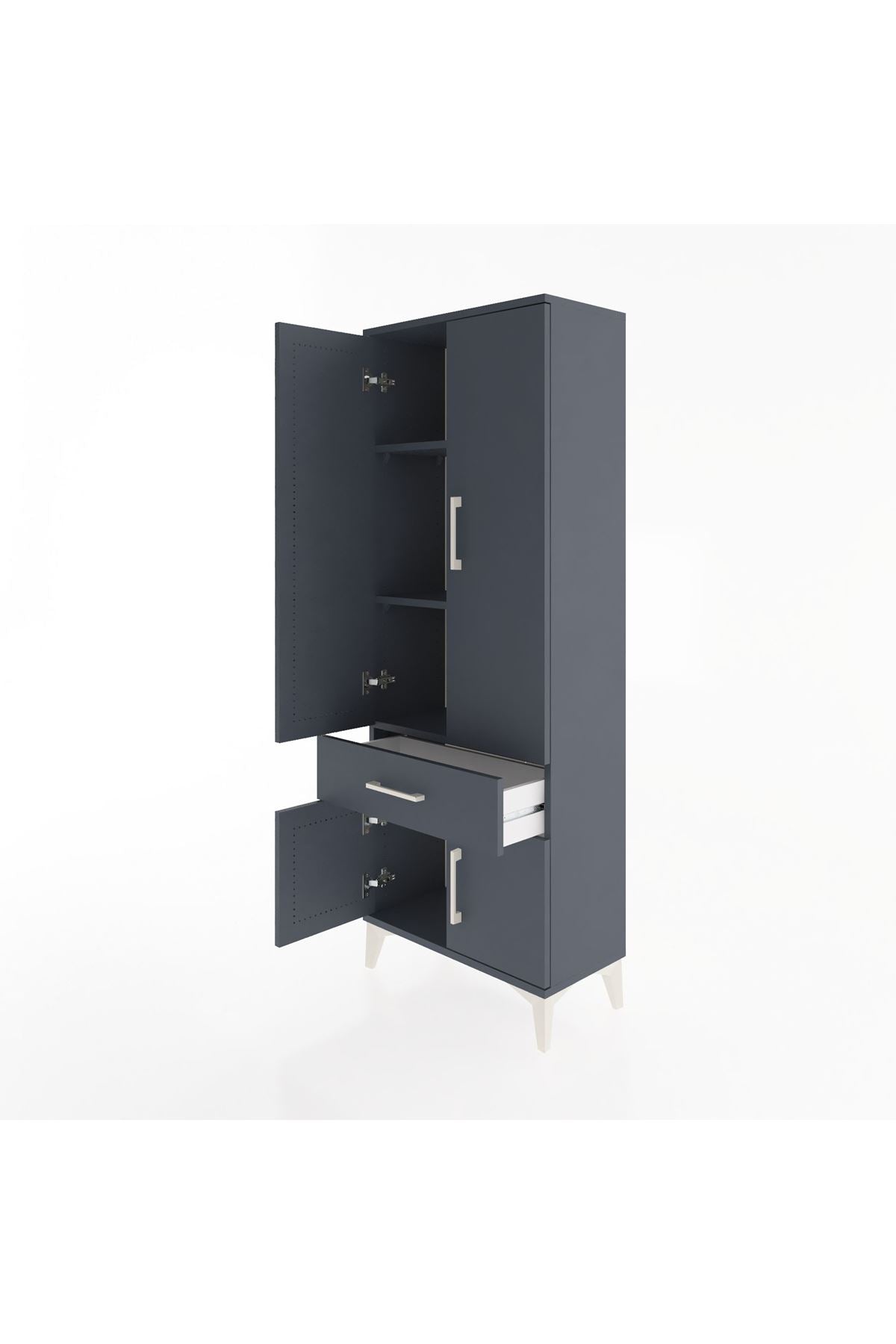 Arges Dolap 3 Raflı Tek Çekmeceli 4 Kapaklı 60x30x163 - S20M119V5A