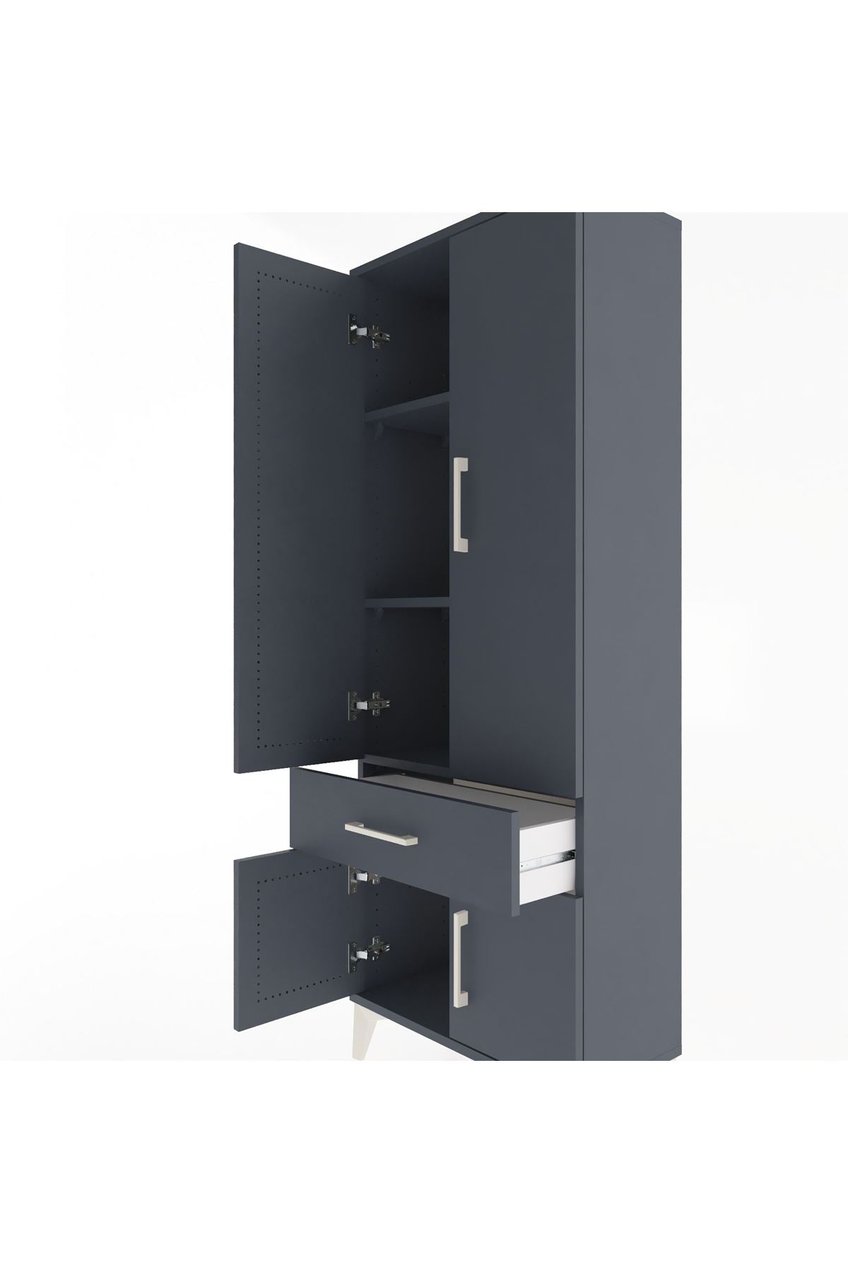 Arges Dolap 3 Raflı Tek Çekmeceli 4 Kapaklı 60x30x163 - S20M119V5A
