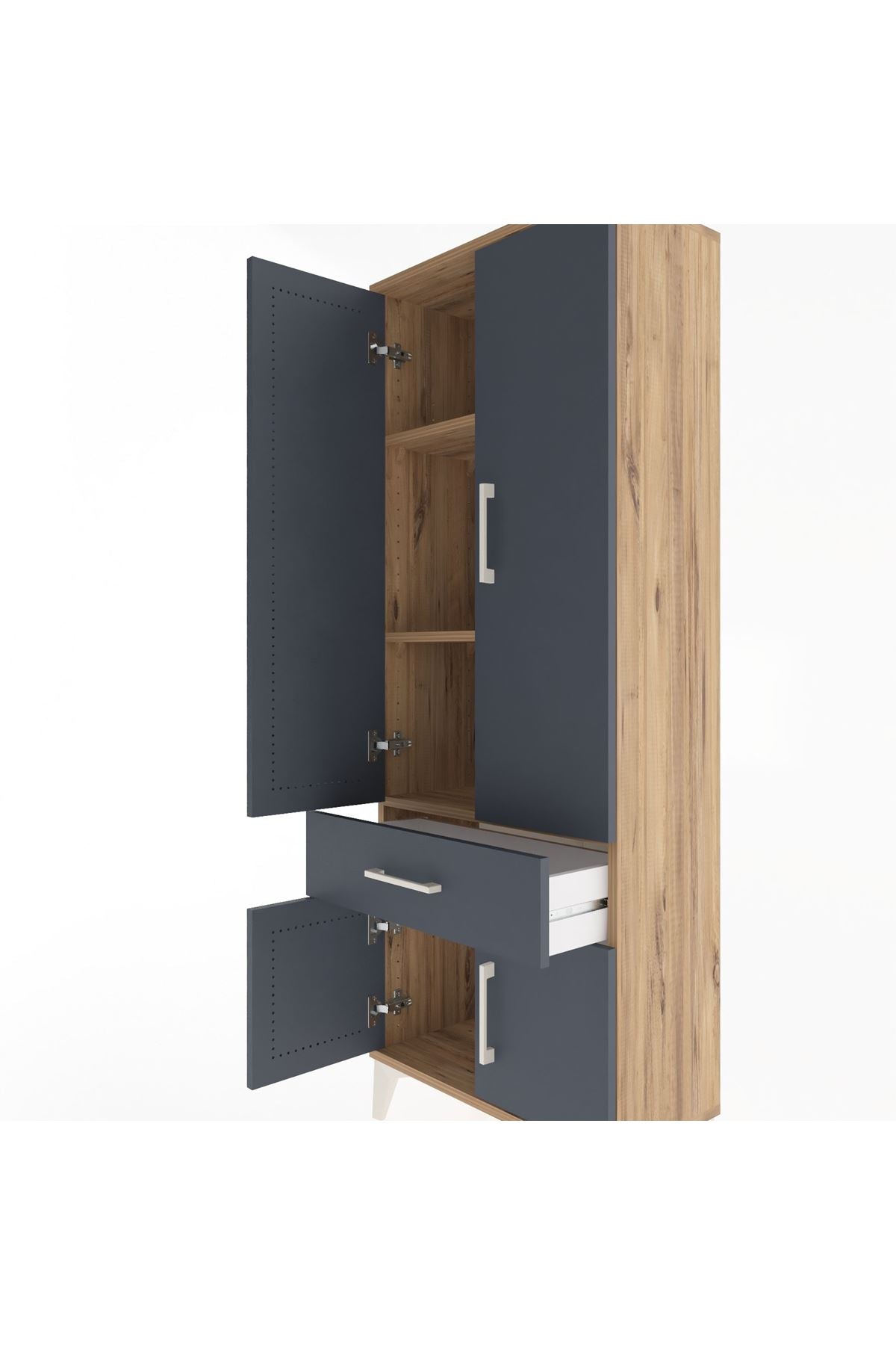 Arges Dolap 3 Raflı Tek Çekmeceli 4 Kapaklı 60x30x163 - S20M119V8A