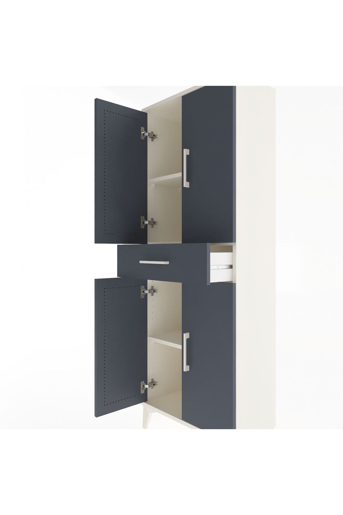 Arges Dolap 3 Raflı Tek Çekmeceli 4 Kapaklı 60x30x163 - S20M123V2A