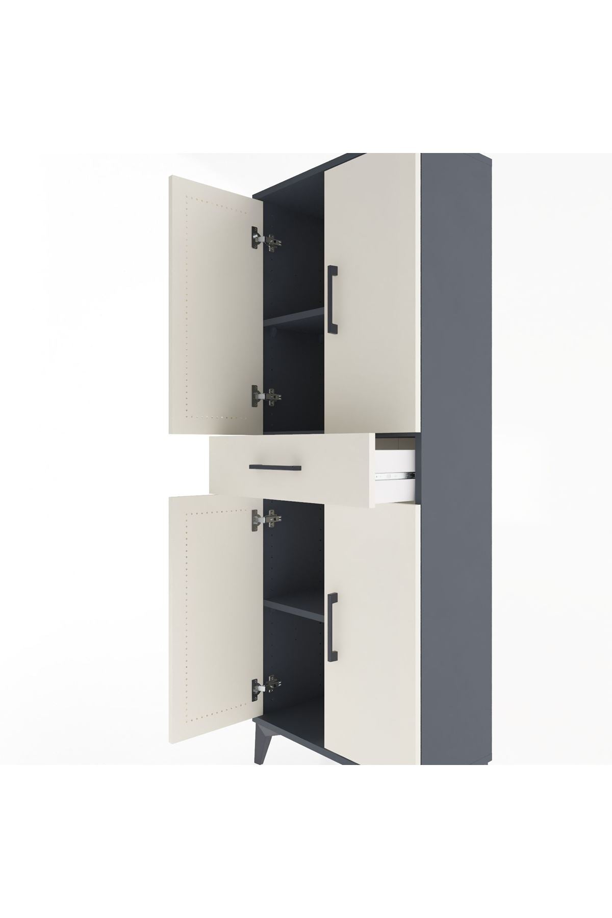 Arges Dolap 3 Raflı Tek Çekmeceli 4 Kapaklı 60x30x163 - S20M123V4A