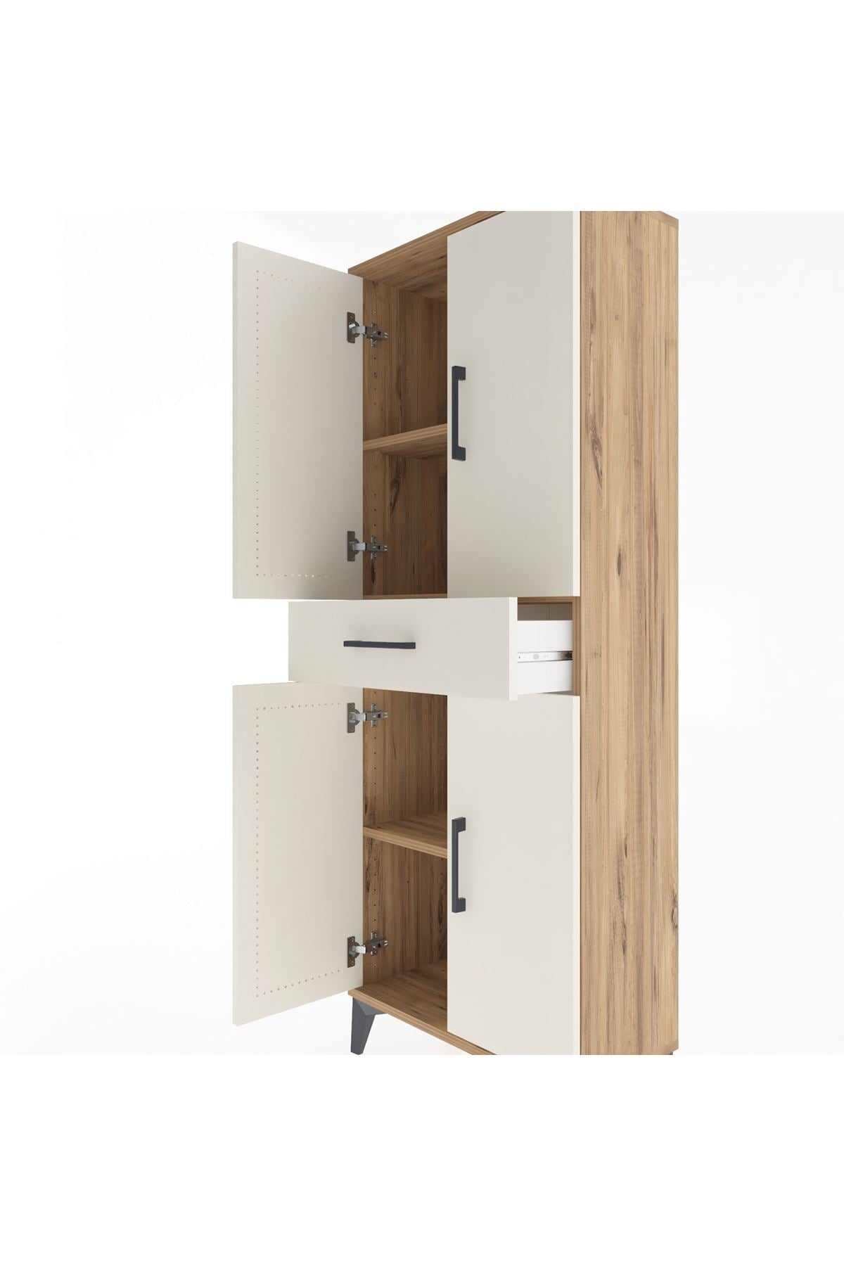 Arges Dolap 3 Raflı Tek Çekmeceli 4 Kapaklı 60x30x163 - S20M123V7A