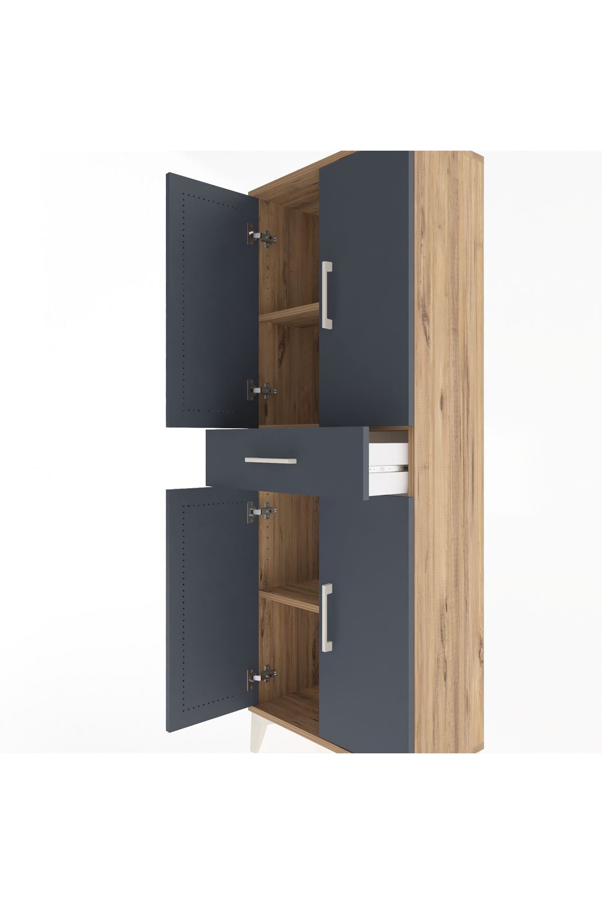 Arges Dolap 3 Raflı Tek Çekmeceli 4 Kapaklı 60x30x163 - S20M123V8A