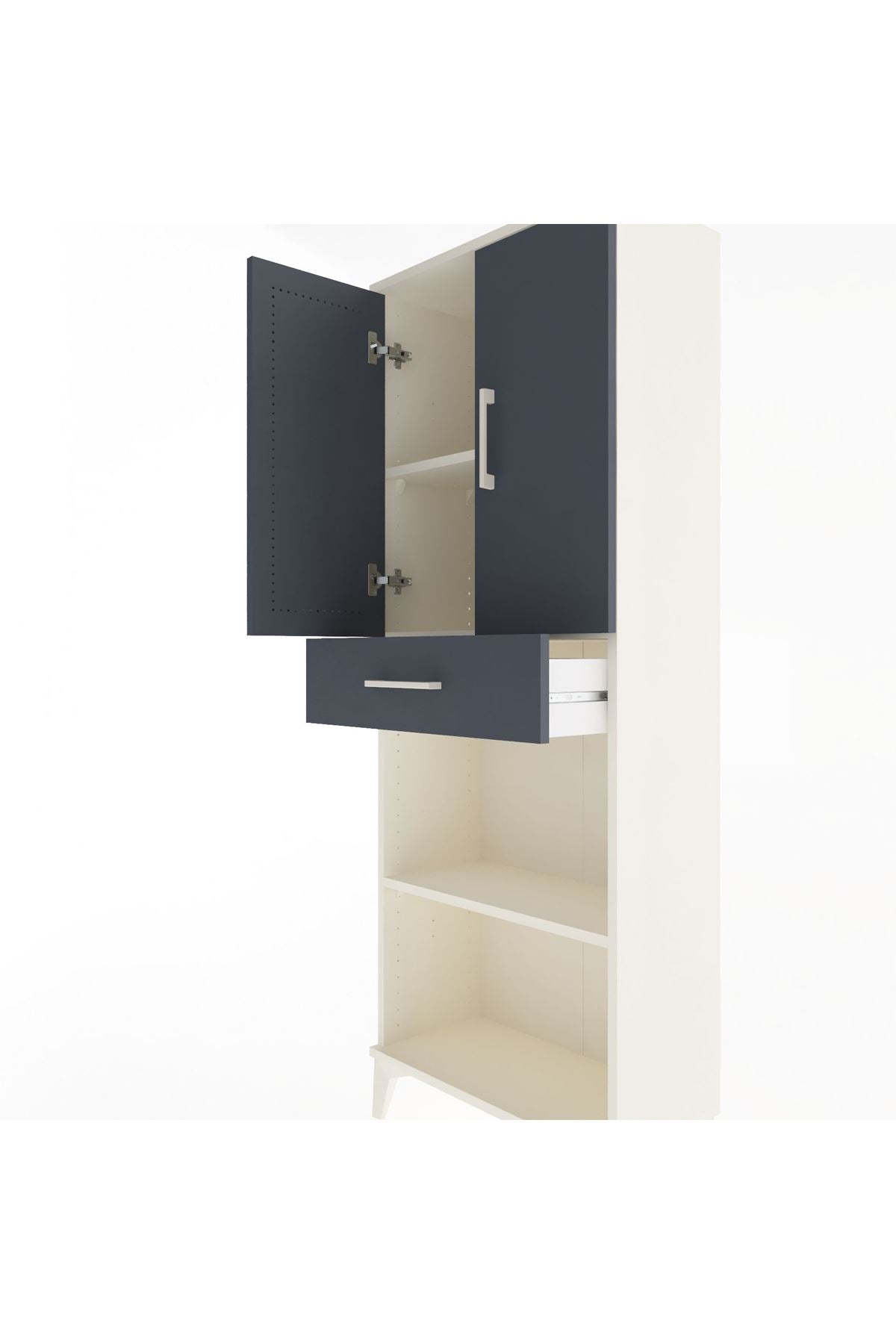 Arges Dolap 3 Raflı Tek Çekmeceli 2 Kapaklı 60x30x163 - S20M125V2A