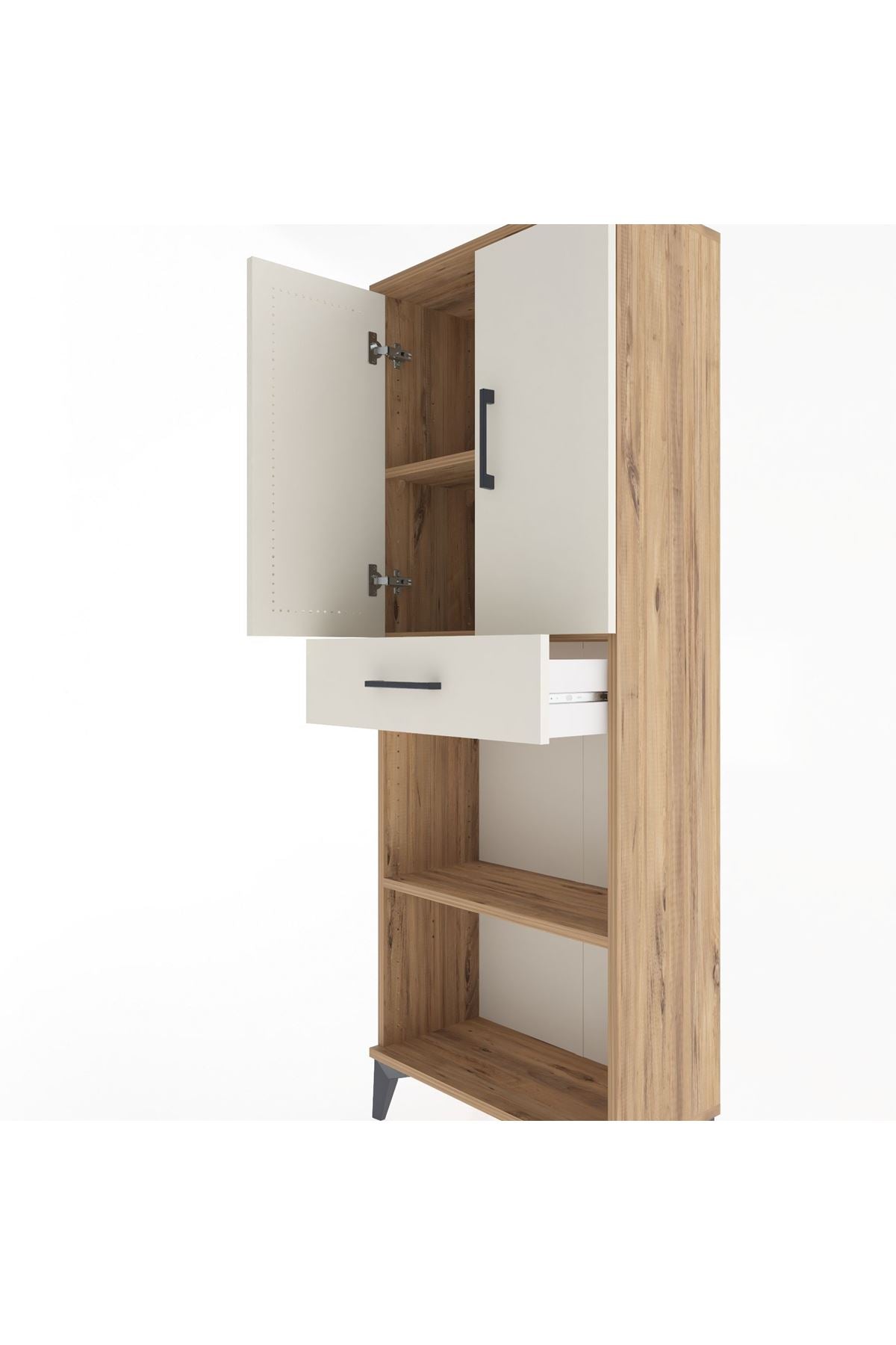 Arges Dolap 3 Raflı Tek Çekmeceli 2 Kapaklı 60x30x163 - S20M125V7A