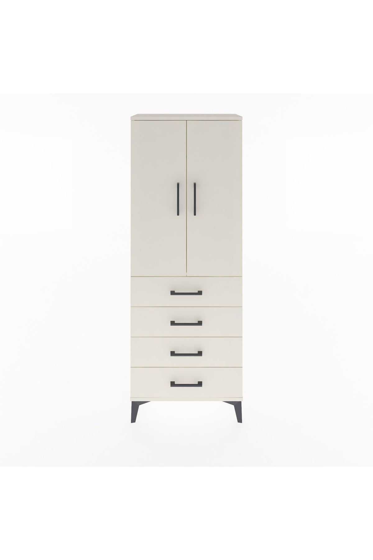 Arges Dolap Tek Raflı 4 Çekmeceli Tek Askılı 60x30x163 - S20M129V1A
