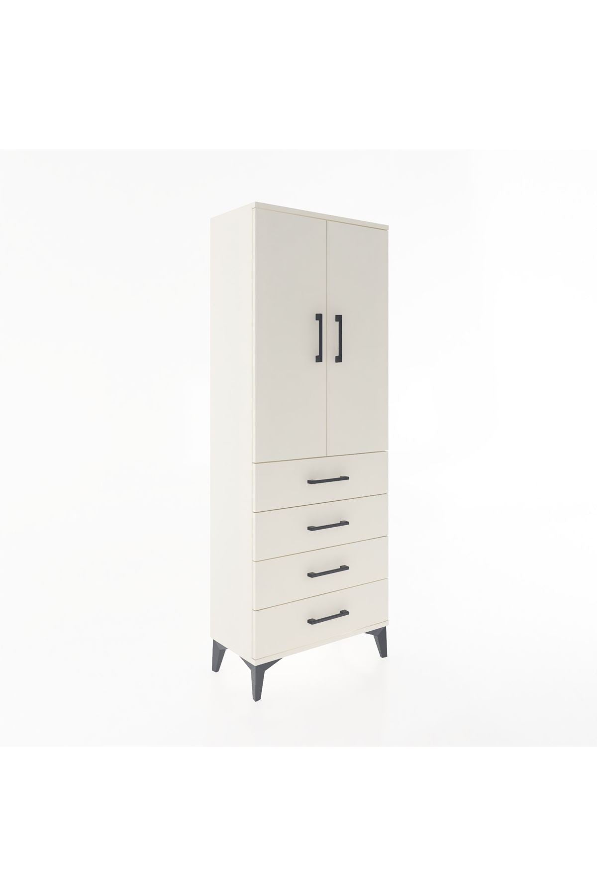 Arges Dolap Tek Raflı 4 Çekmeceli Tek Askılı 60x30x163 - S20M129V1A