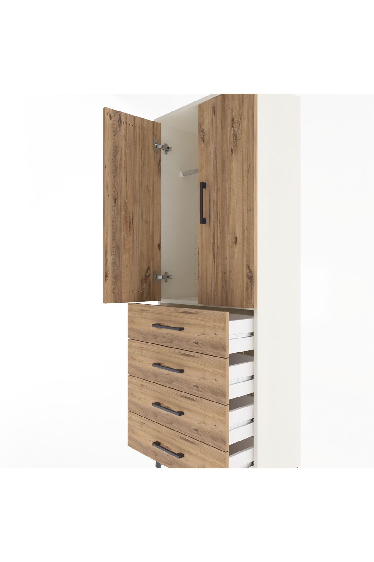 Arges Dolap Tek Raflı 4 Çekmeceli Tek Askılı 60x30x163 - S20M129V3A
