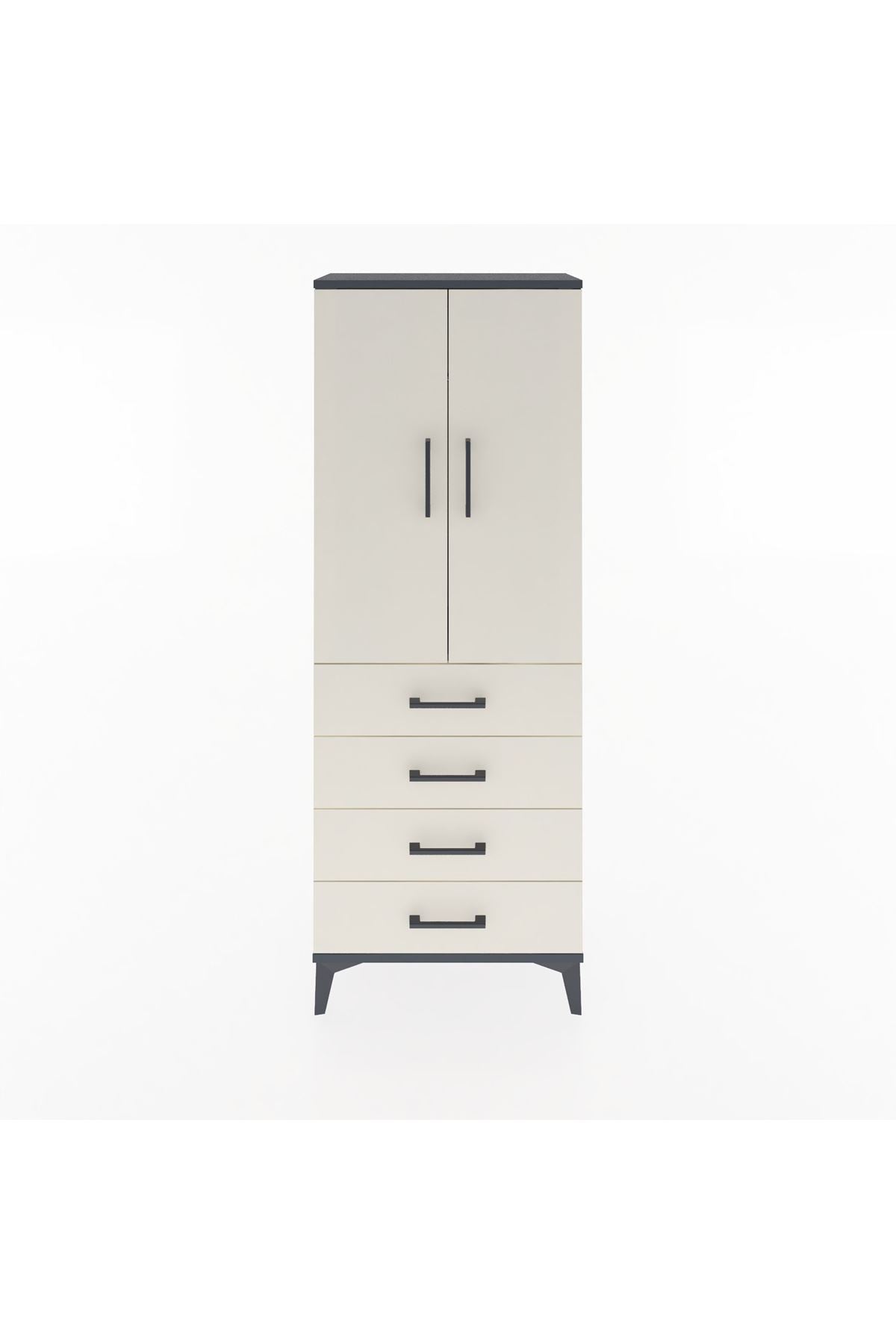 Arges Dolap Tek Raflı 4 Çekmeceli Tek Askılı 60x30x163 - S20M129V4A