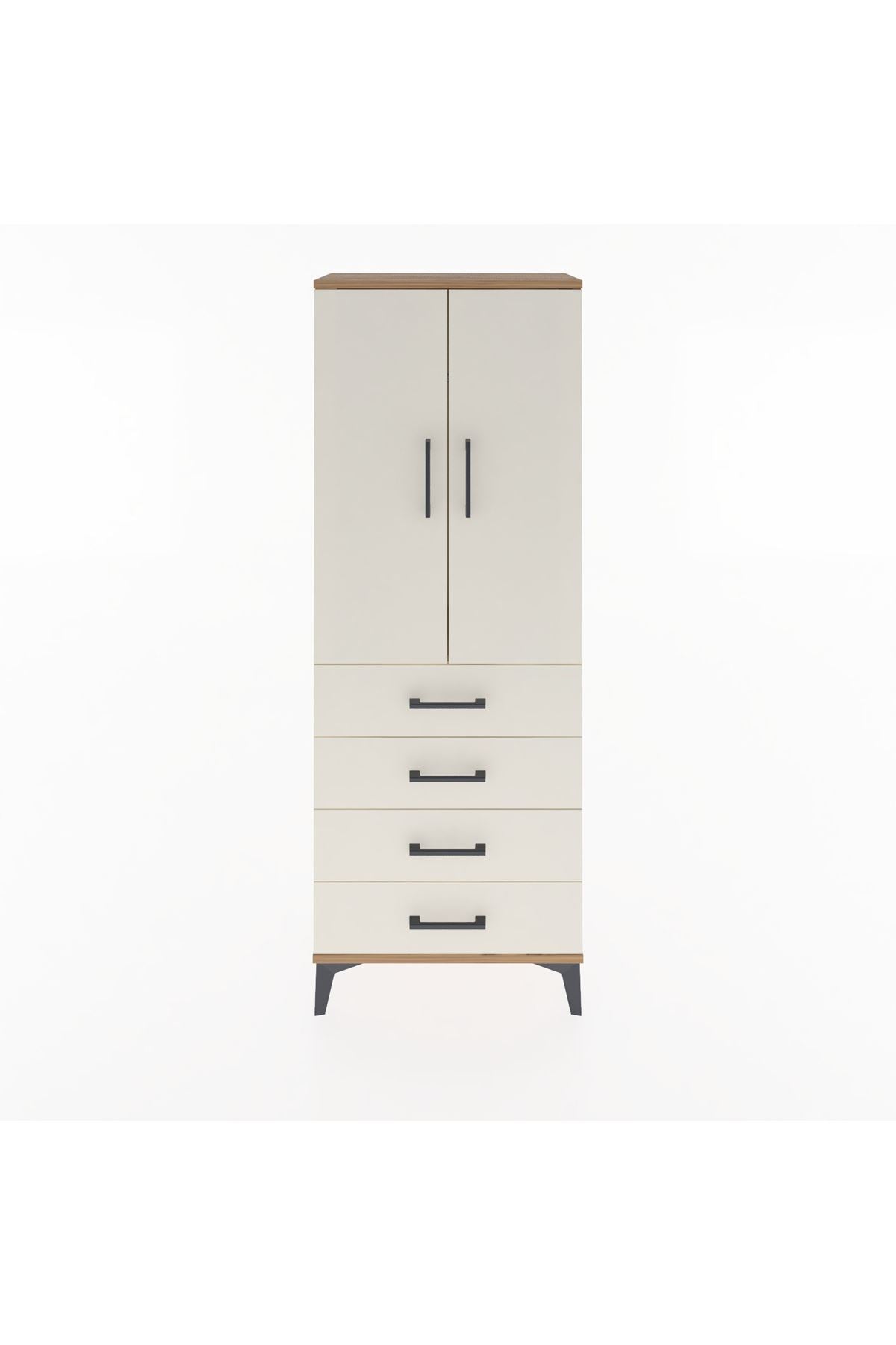 Arges Dolap Tek Raflı 4 Çekmeceli Tek Askılı 60x30x163 - S20M129V7A