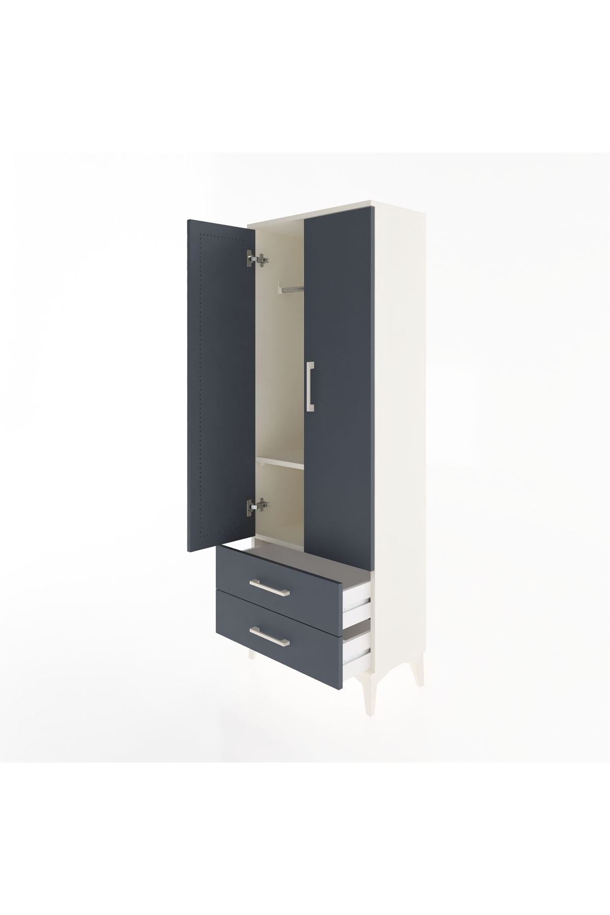 Arges Dolap 2 Raflı 2 Çekmeceli Tek Askılı 60x30x163 - S20M130V2A