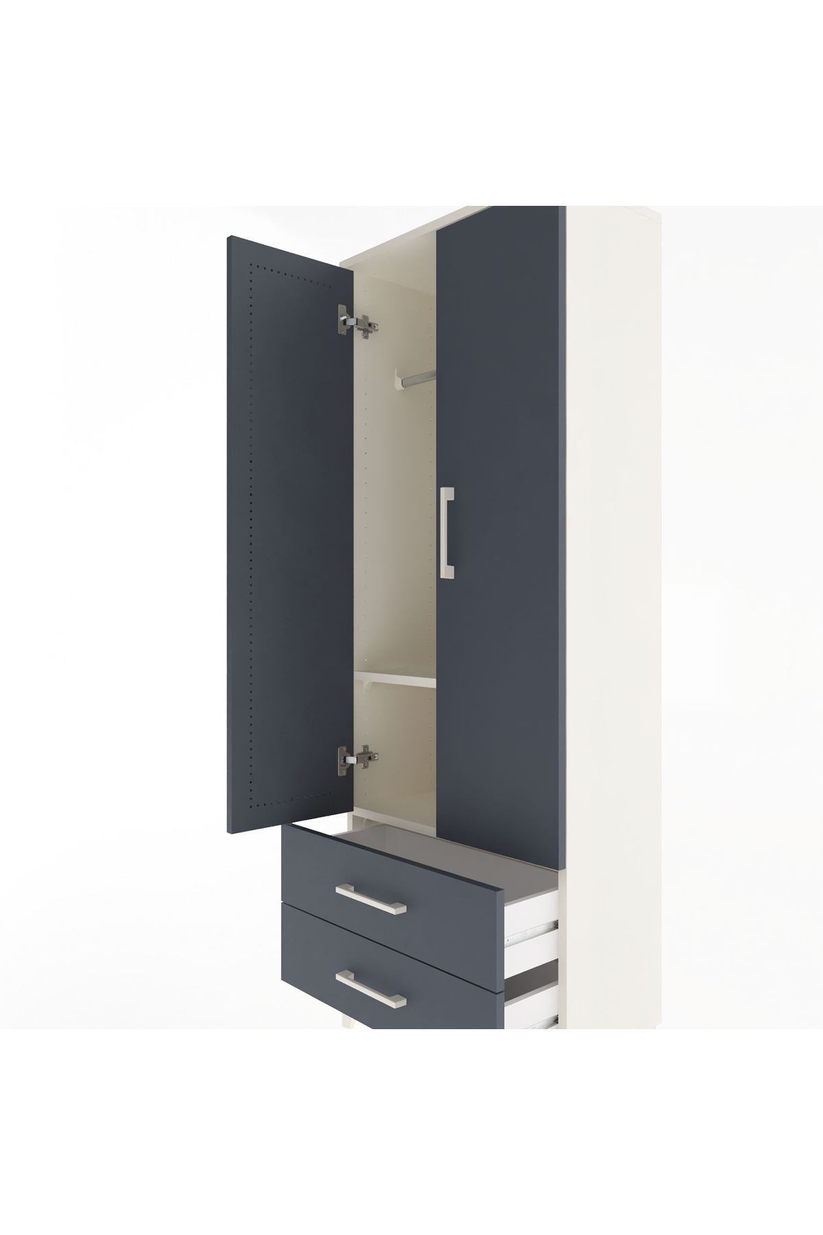 Arges Dolap 2 Raflı 2 Çekmeceli Tek Askılı 60x30x163 - S20M130V2A