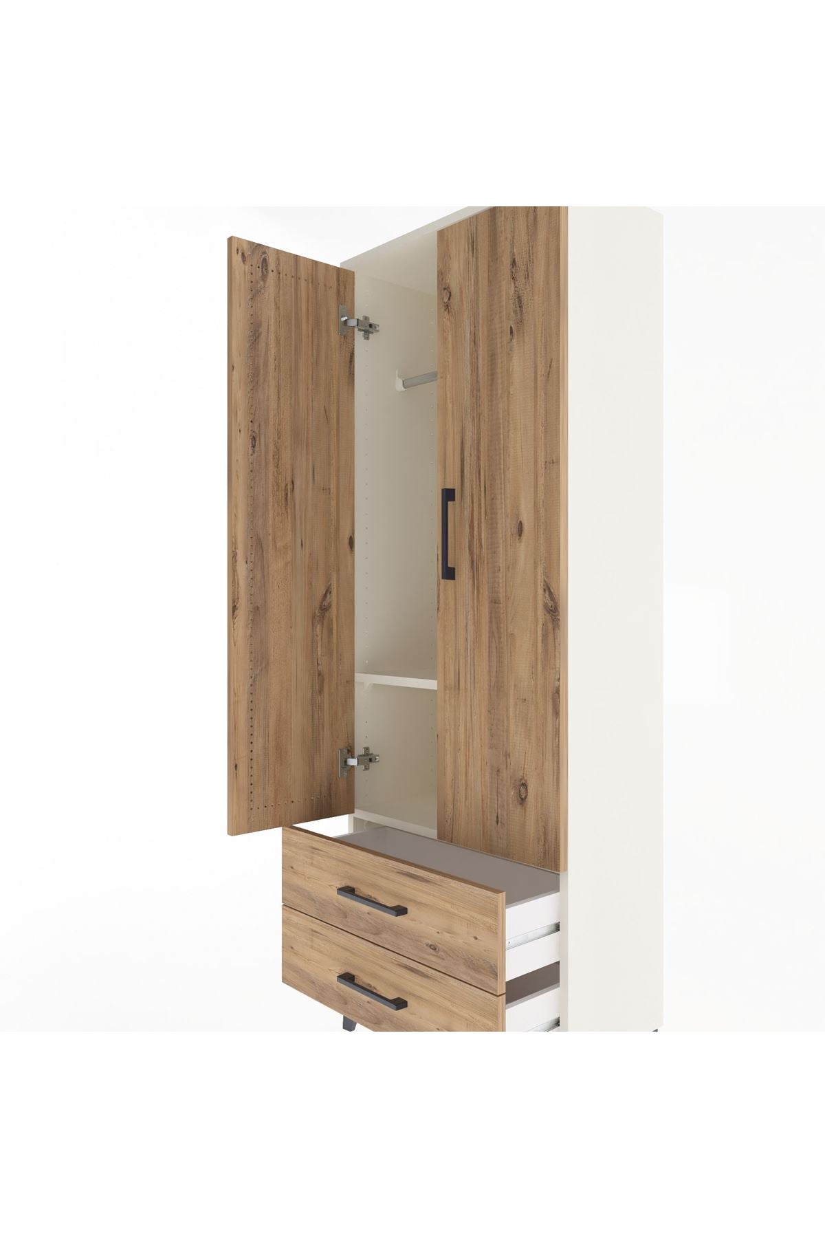 Arges Dolap 2 Raflı 2 Çekmeceli Tek Askılı 60x30x163 - S20M130V3A