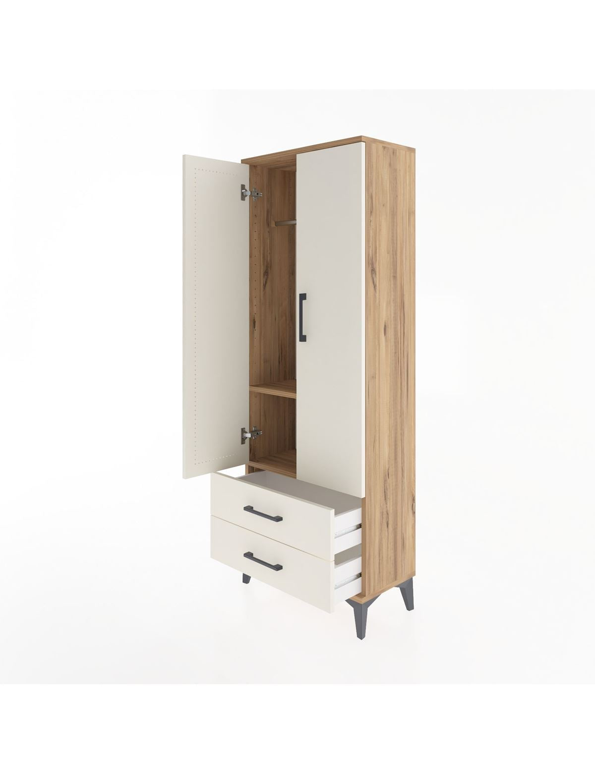 Arges Dolap 2 Raflı 2 Çekmeceli Tek Askılı 60x30x163 - S20M130V7A