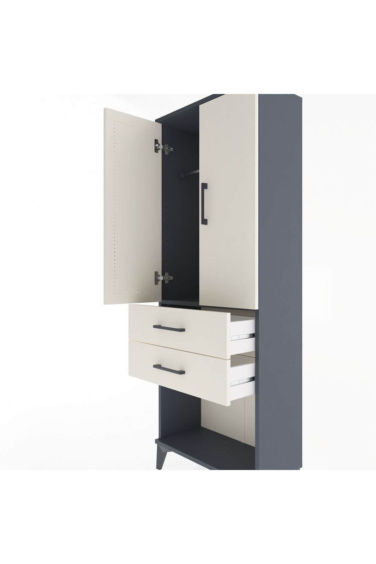 Arges Dolap Tek Raflı 2 Çekmeceli Tek Askılı 60x30x163 - S20M131V4A