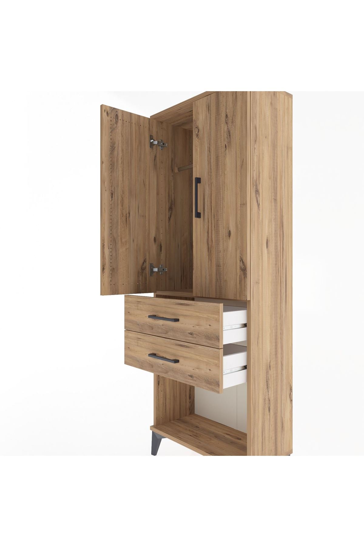 Arges Dolap Tek Raflı 2 Çekmeceli Tek Askılı 60x30x163 - S20M131V9A