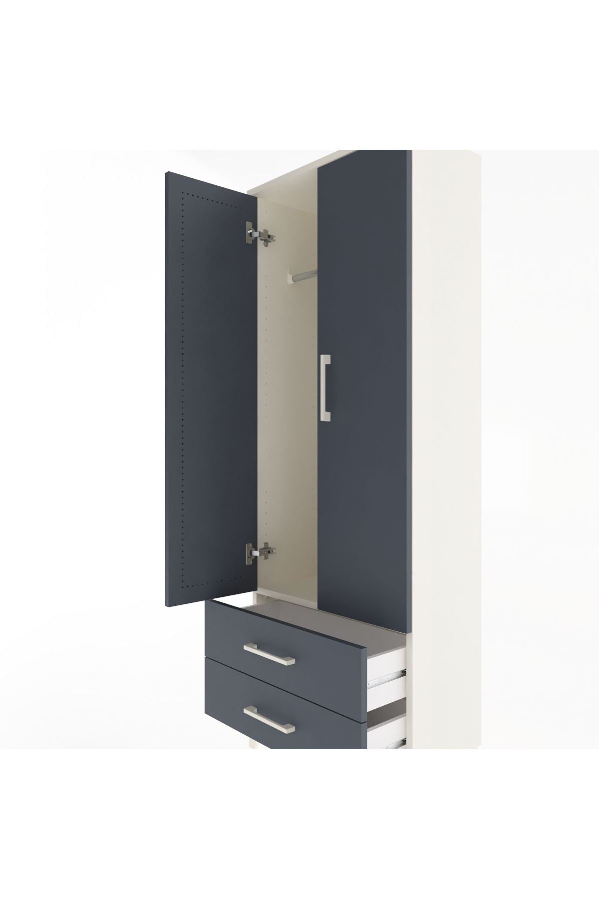 Arges Dolap Tek Raflı 2 Çekmeceli Tek Askılı 60x30x163 - S20M132V2A