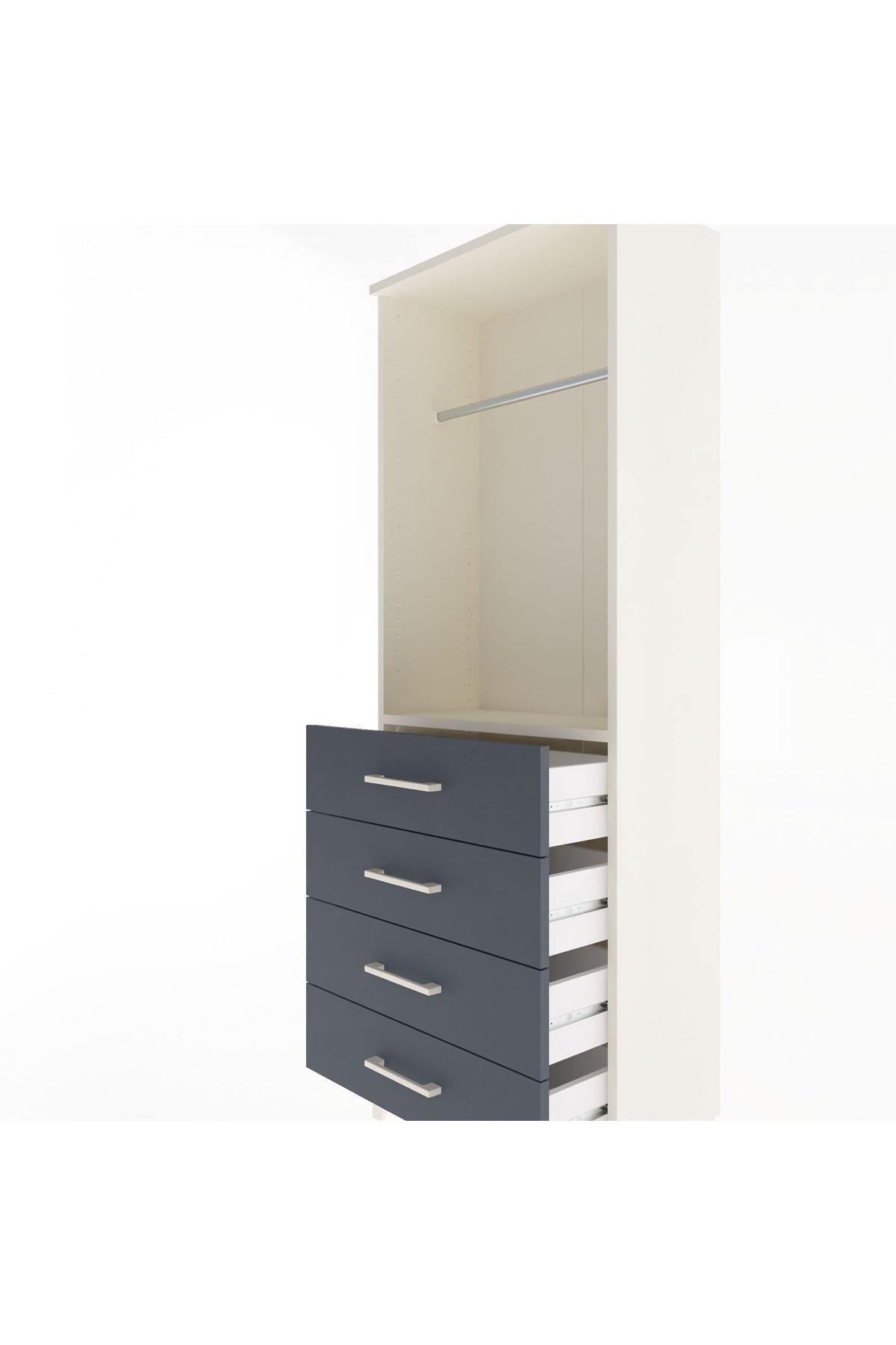 Arges Dolap Tek Raflı 4 Çekmeceli Tek Askılı 60x30x163 - S20M137V2A