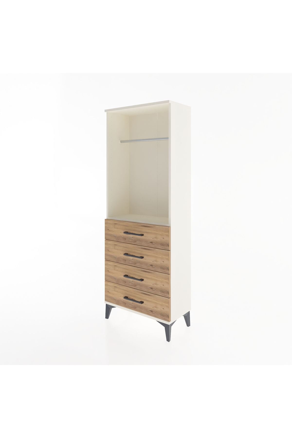Arges Dolap Tek Raflı 4 Çekmeceli Tek Askılı 60x30x163 - S20M137V3A
