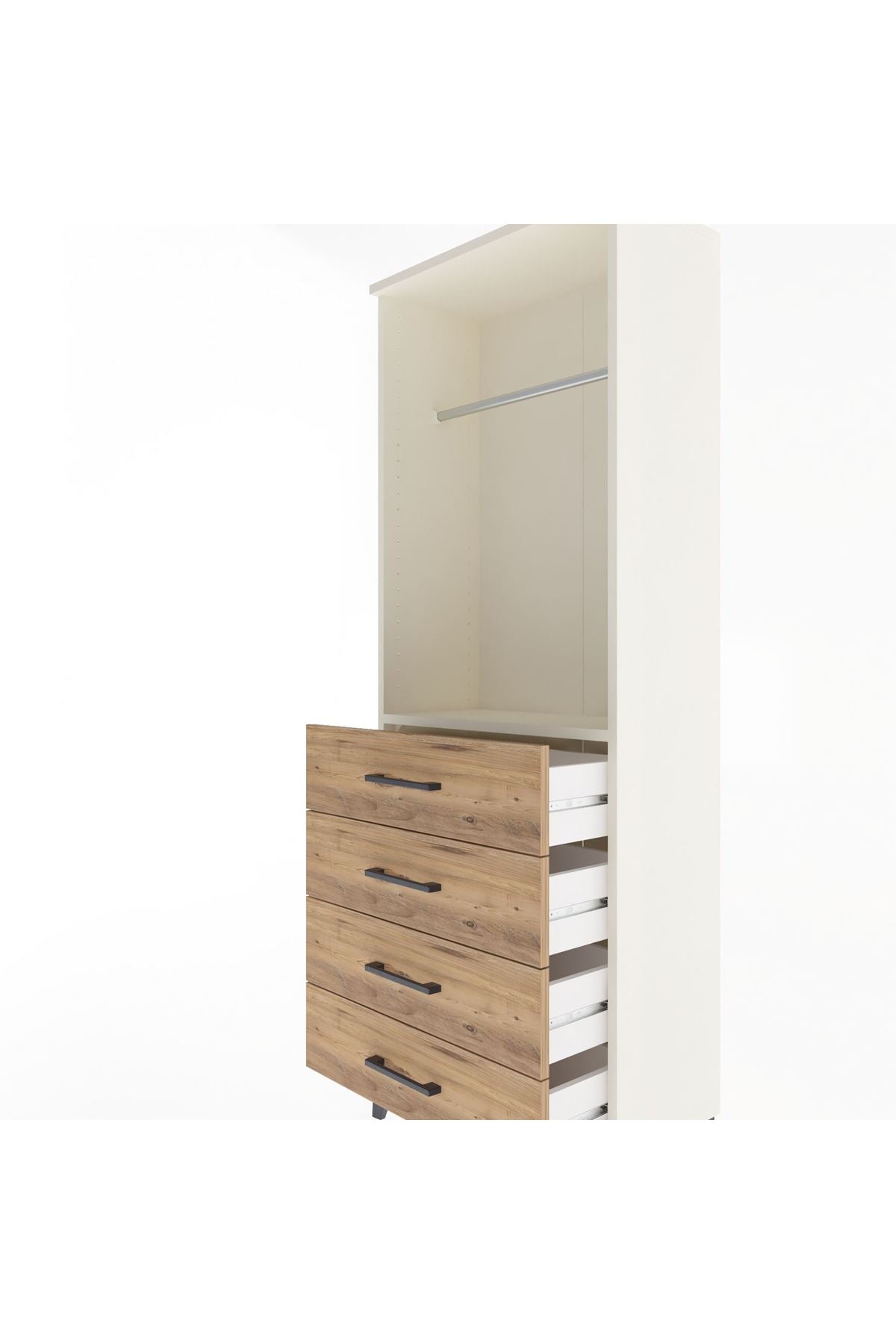 Arges Dolap Tek Raflı 4 Çekmeceli Tek Askılı 60x30x163 - S20M137V3A