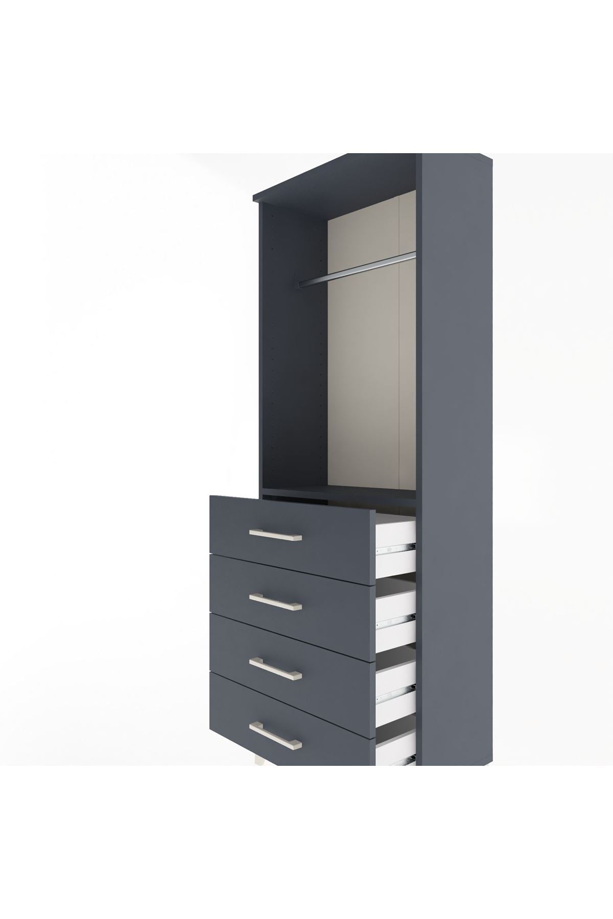 Arges Dolap Tek Raflı 4 Çekmeceli Tek Askılı 60x30x163 - S20M137V5A