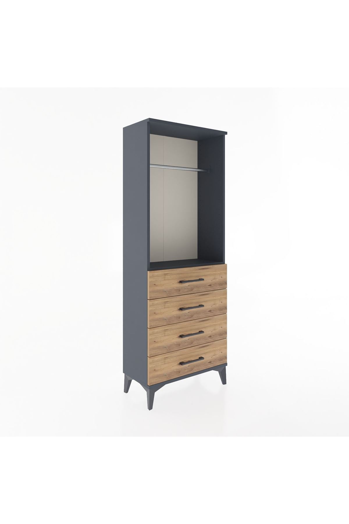 Arges Dolap Tek Raflı 4 Çekmeceli Tek Askılı 60x30x163 - S20M137V6A