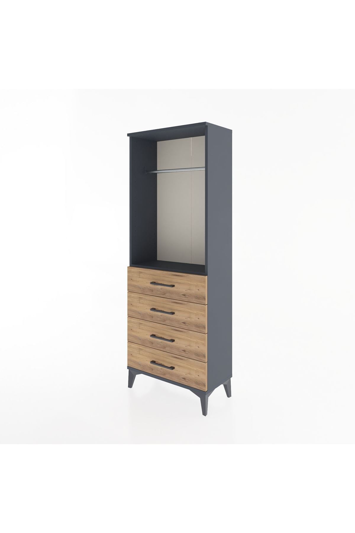 Arges Dolap Tek Raflı 4 Çekmeceli Tek Askılı 60x30x163 - S20M137V6A