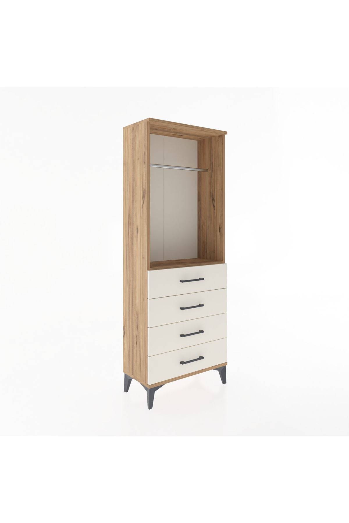 Arges Dolap Tek Raflı 4 Çekmeceli Tek Askılı 60x30x163 - S20M137V7A